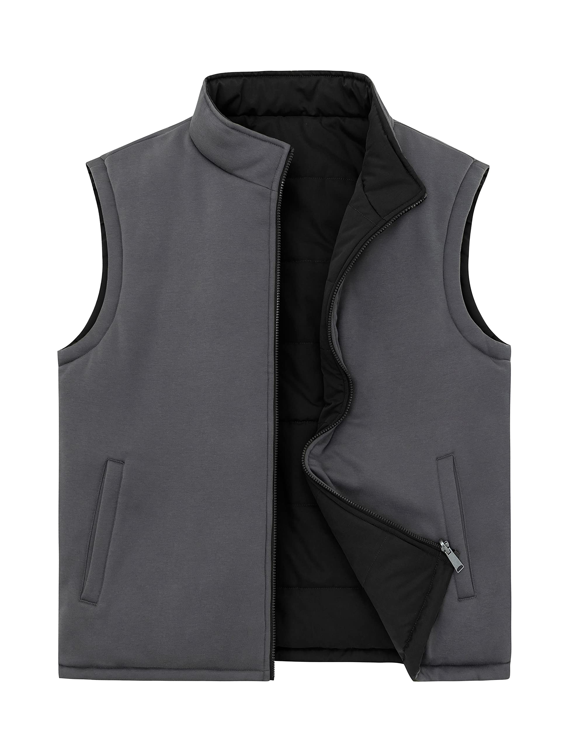 Soularge Men's Big and Tall Winter Reversible Puffer Vest - Thickened Warm Quilted Jacket for Cold Weather, Hunting & Outdoor Activities