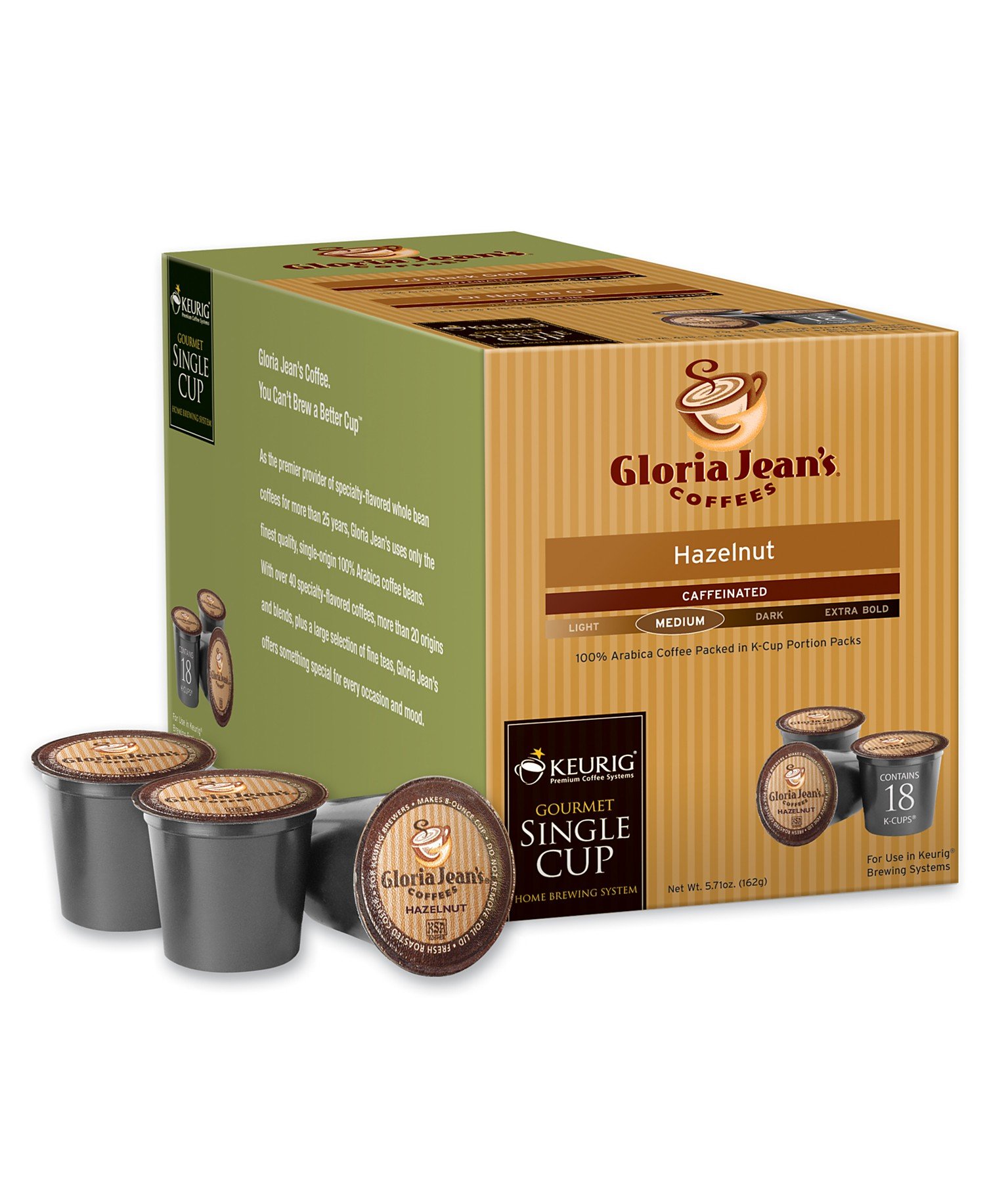Gloria Jean's Hazelnut Coffee K-Cup Pods for Keurig Brewers - 120 Count Pack - Perfect for Office, Home & Morning Coffee Break