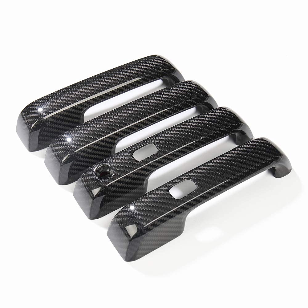 JHO Real Carbon Fiber Exterior Door Handle Covers for Ford F150 Raptor 2017-2020 - Premium Truck Accessories Upgrade for Style & Protection (Fits 2017, 2018, 2019, 2020 Models) - Perfect for Off-Road Adventures & Custom Car Shows