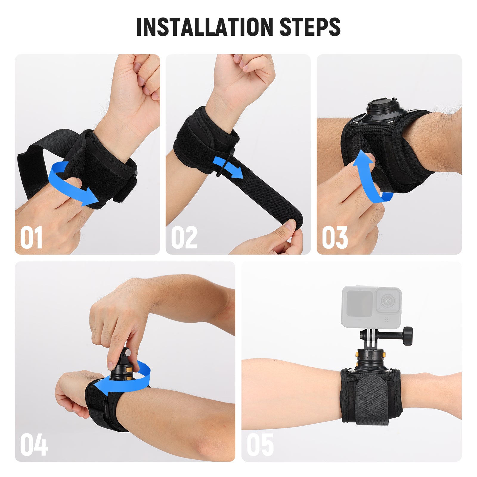 NEEWER GP21 Wrist Strap Mount for GoPro Hero 11/10/9/8/7, DJI Osmo Action, AKASO - Secure Action Camera Accessory for Hiking, Cycling, Surfing & Outdoor Adventures