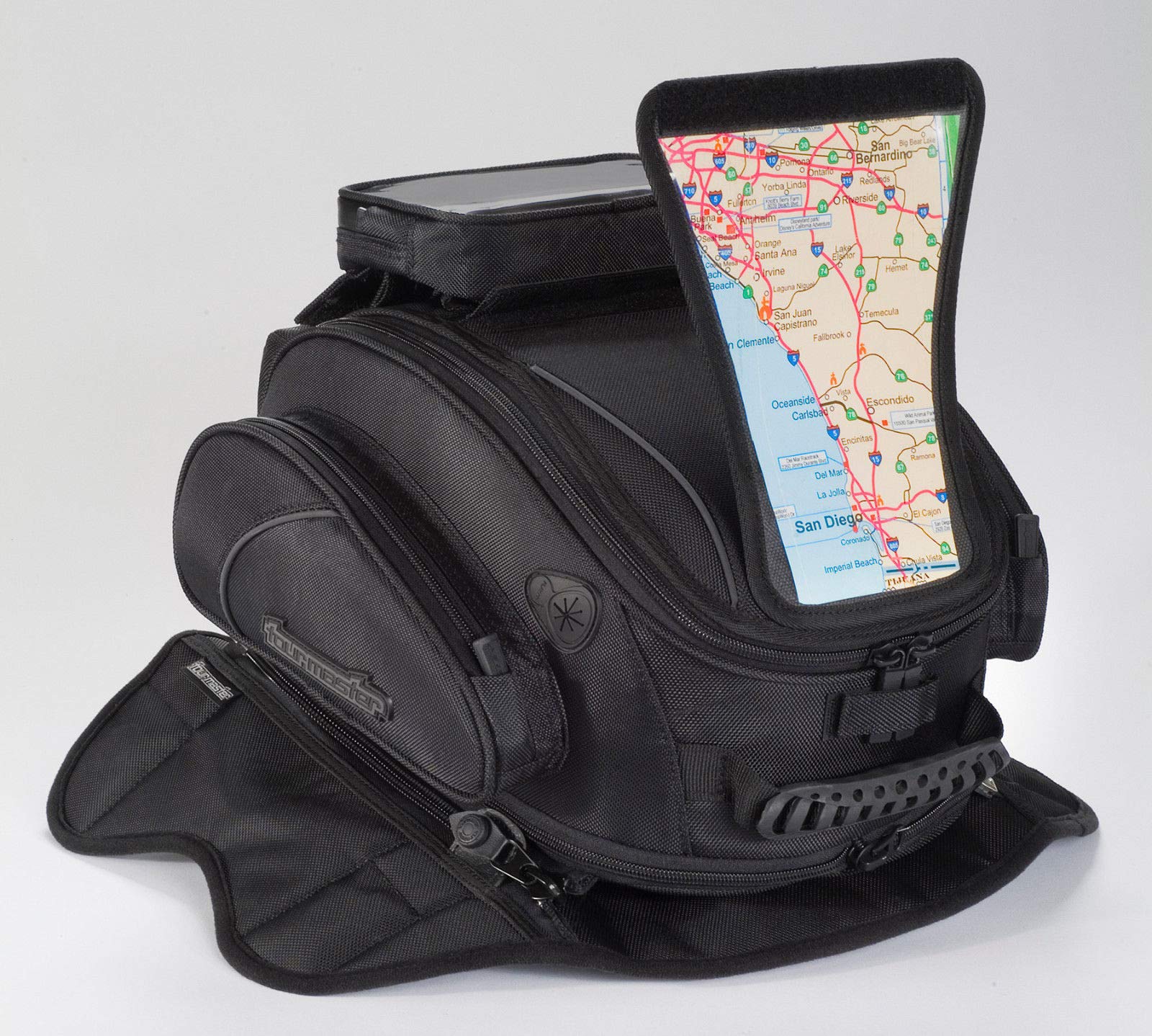 Tour Master Elite Strap Mount Tri-Bag Motorcycle Tank Bag - Black/One Size - Waterproof Storage for Phone, Wallet & Essentials - Perfect for Adventure Riding & Long-Distance Motorcycle Trips