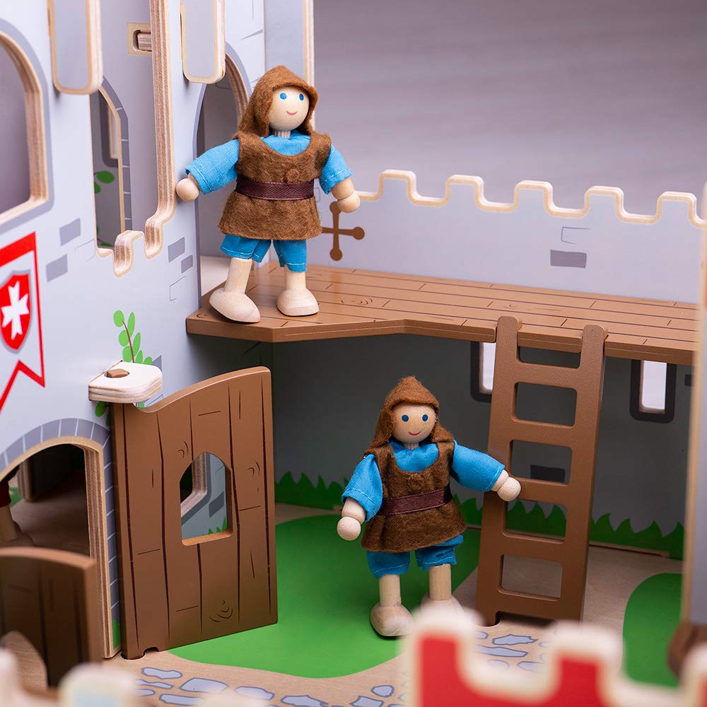Bigjigs Toys King George's Wooden Castle - Premium Wooden Toy Castle for Kids Ages 3-5 | Knights & Pretend Play Set | Educational Dollhouse for Imaginative Play | Perfect Gift for Birthday & Christmas