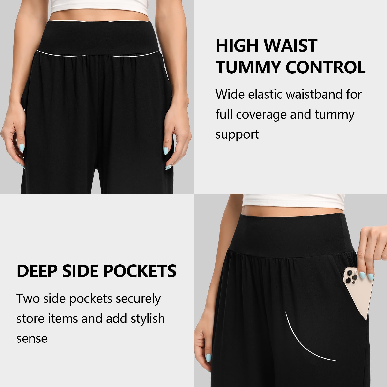 Annenmy Women's High Waisted Yoga Pants with Pockets - Lightweight Stretchy Workout Joggers for Running, Gym & Lounge - Comfy Loose Fit Sweatpants for Women