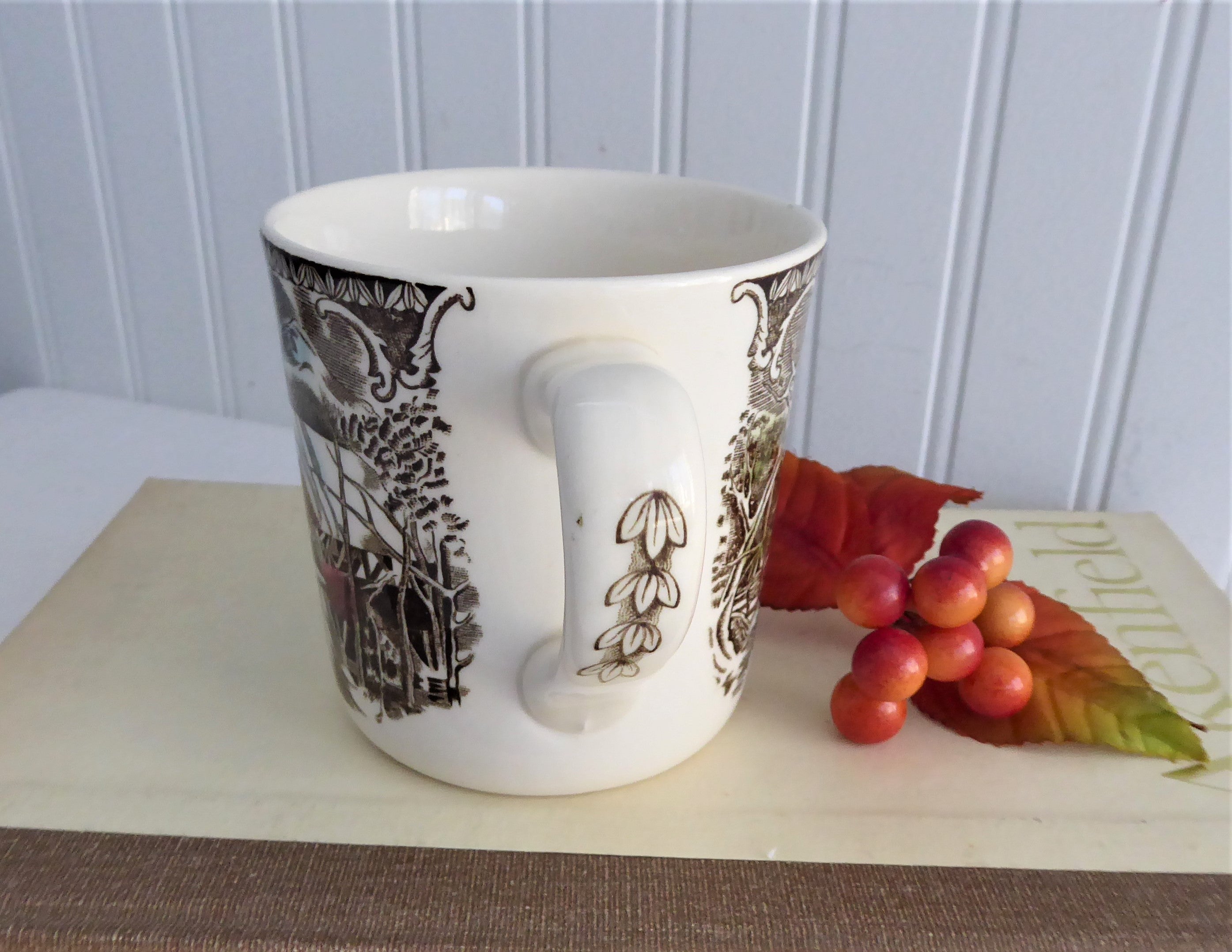 Johnson Brothers Covered Bridge Ceramic Mug 9 Oz - Vintage Style Coffee Cup for Elderly, Perfect for Tea, Hot Chocolate & Cozy Home Use