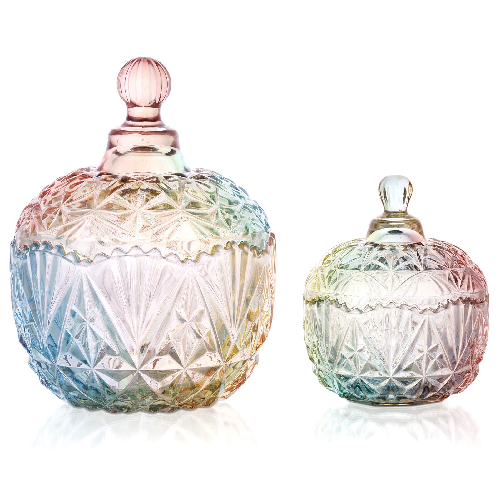 Star-Shaped Glass Candy Jars with Lids - 10.6oz & 30oz Decorative Cookie Containers for Candy Buffet, Home Party, Wedding Display - Perfect for Dessert Tables, Kitchen Storage & Gift Packaging
