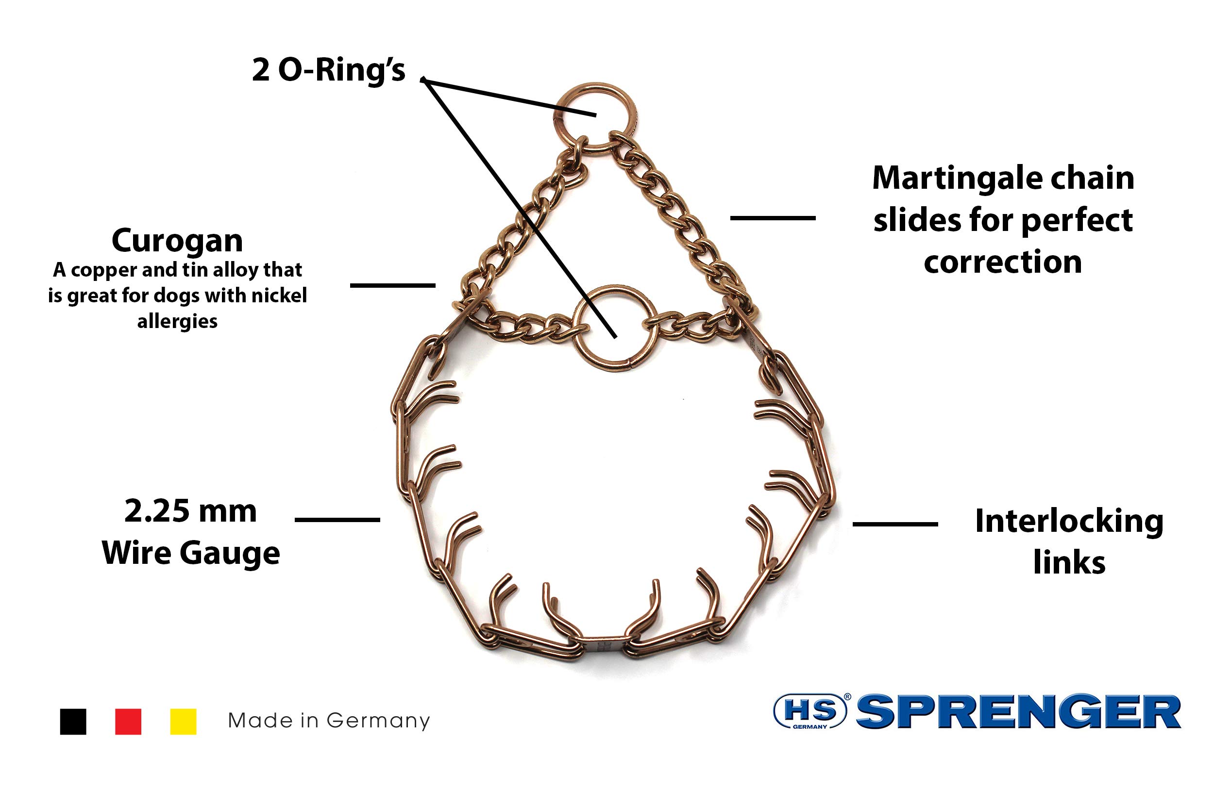 Herm Sprenger Ultra-Plus Curogan Prong Dog Training Collar - Hypoallergenic Nickel-Free No-Pull Pinch Collar for Small Dogs (2.25mm x 16in) - Made in Germany - Perfect for Obedience Training & Behavior Correction