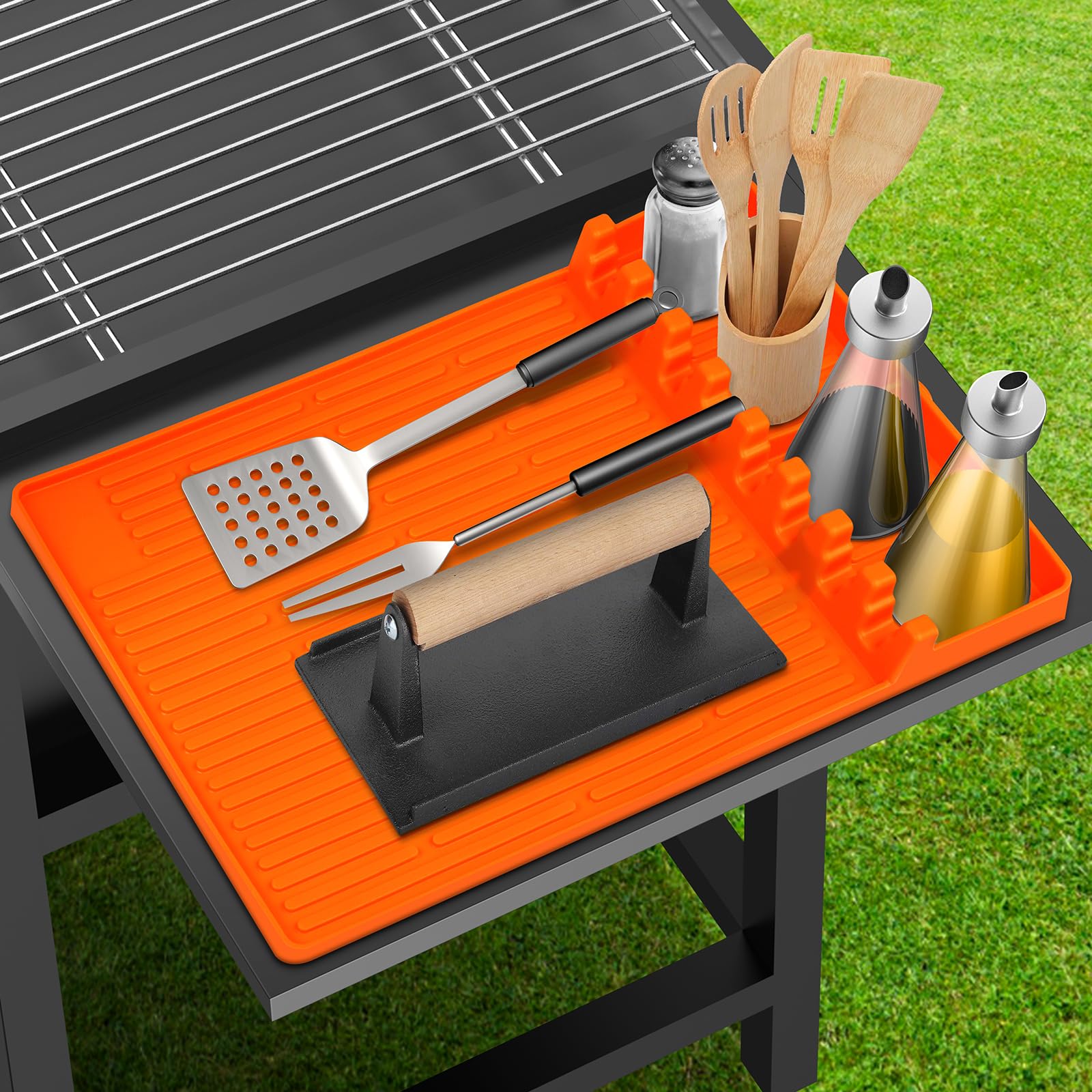 **Blackstone Silicone BBQ Grill Mat – Heat-Resistant Non-Stick Cooking Mat for Blackstone Griddles – Drip Pad & Spatula Mat – Perfect for Grilling, Baking & Countertop Protection**    *(Use: Ideal for outdoor BBQ, indoor cooking, baking, and protecting countertops from grease and spills.)*
