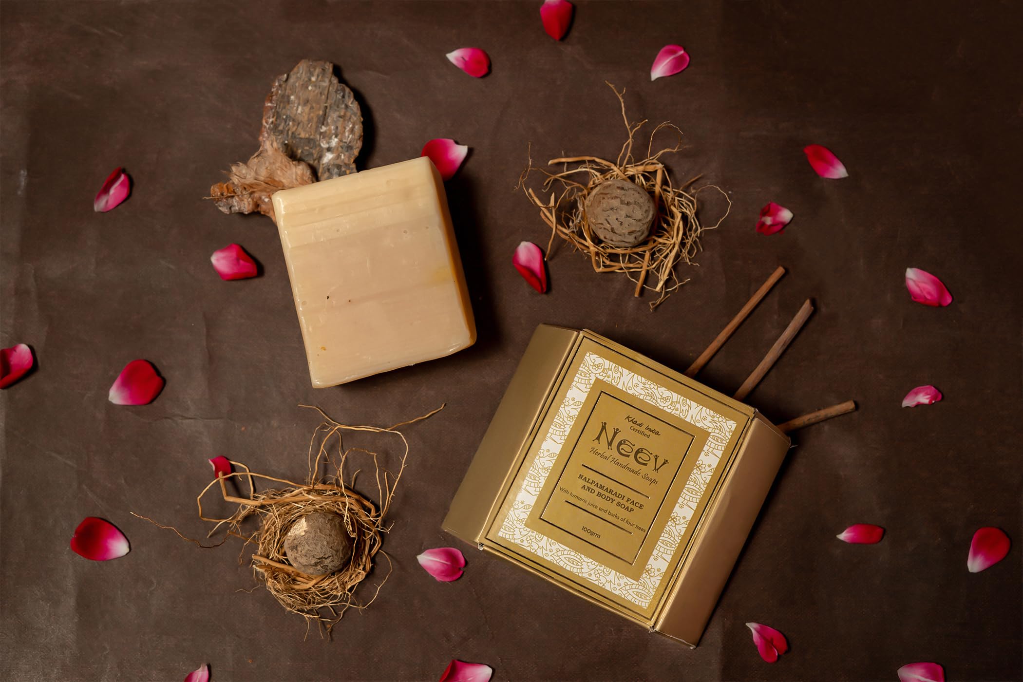 Neev Nalpamardi Ayurvedic Face and Body Soap for Glowing Skin - Natural Cleansing & Moisturizing Bar for Daily Use at Home or Travel