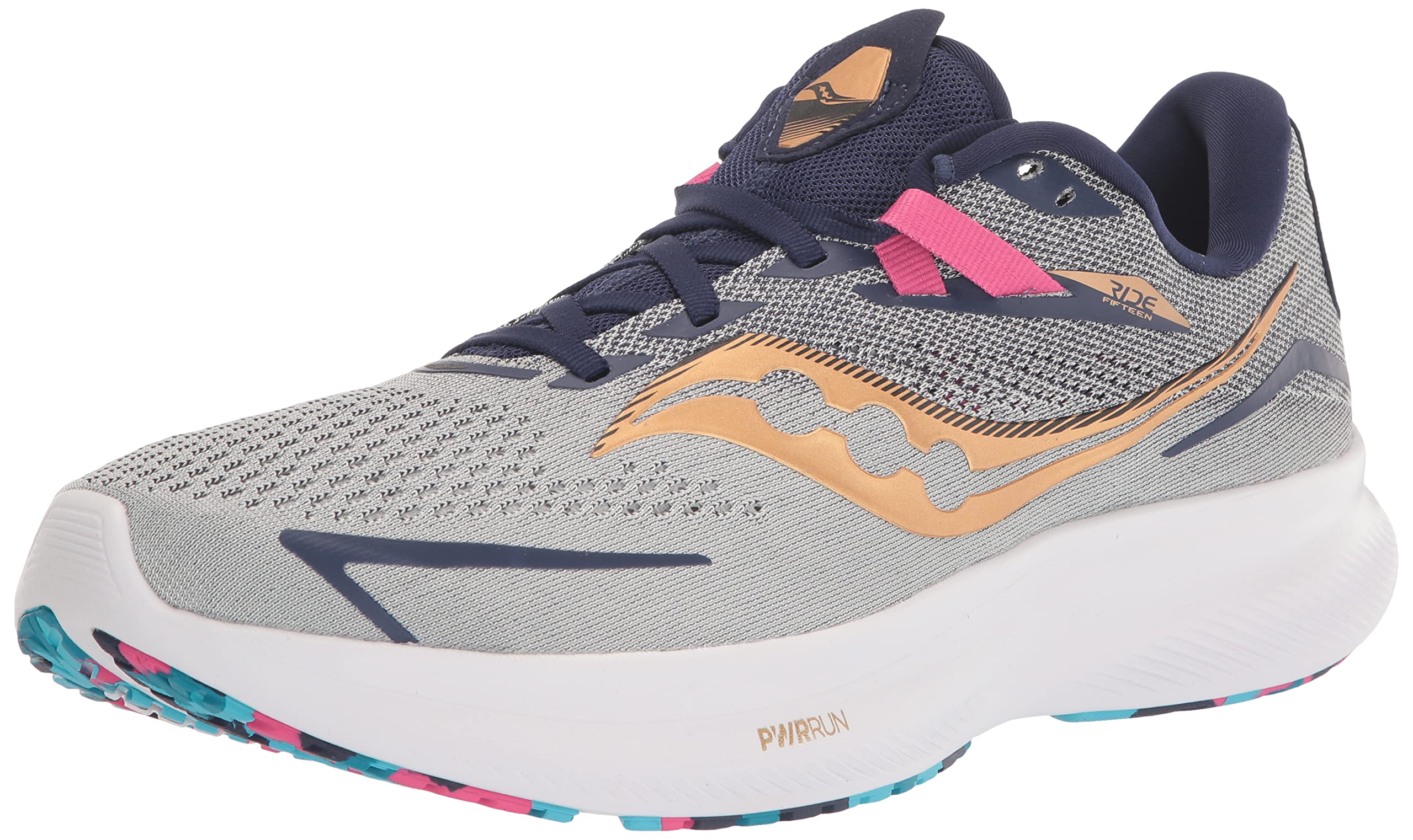 Saucony Men's Ride 15 Running Shoes - Lightweight Cushioned Road Running Sneakers for Men | Comfortable Athletic Shoes for Jogging, Training & Marathon | Prospect Glass Color, Size 14