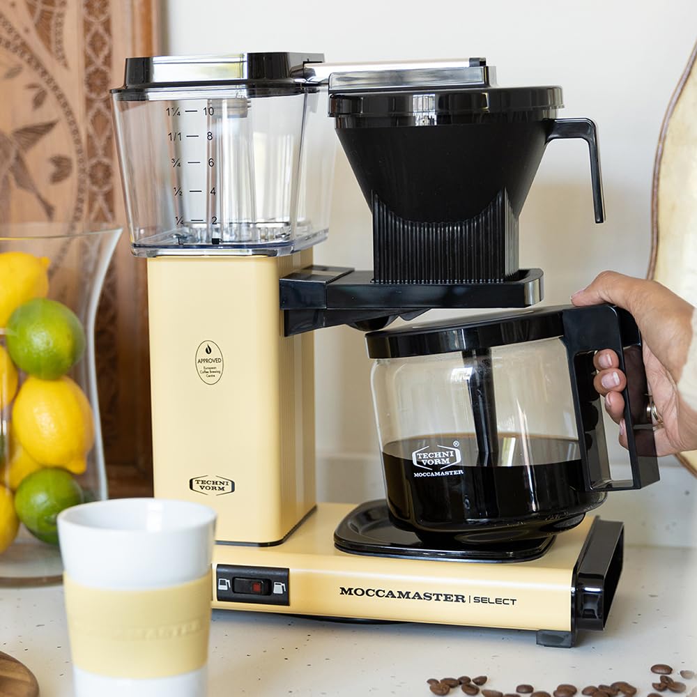 Moccamaster KBG Select Drip Coffee Maker - 1.25L Capacity, Pastel Yellow, Perfect for Home & Office Brewing | Fresh Coffee Every Morning