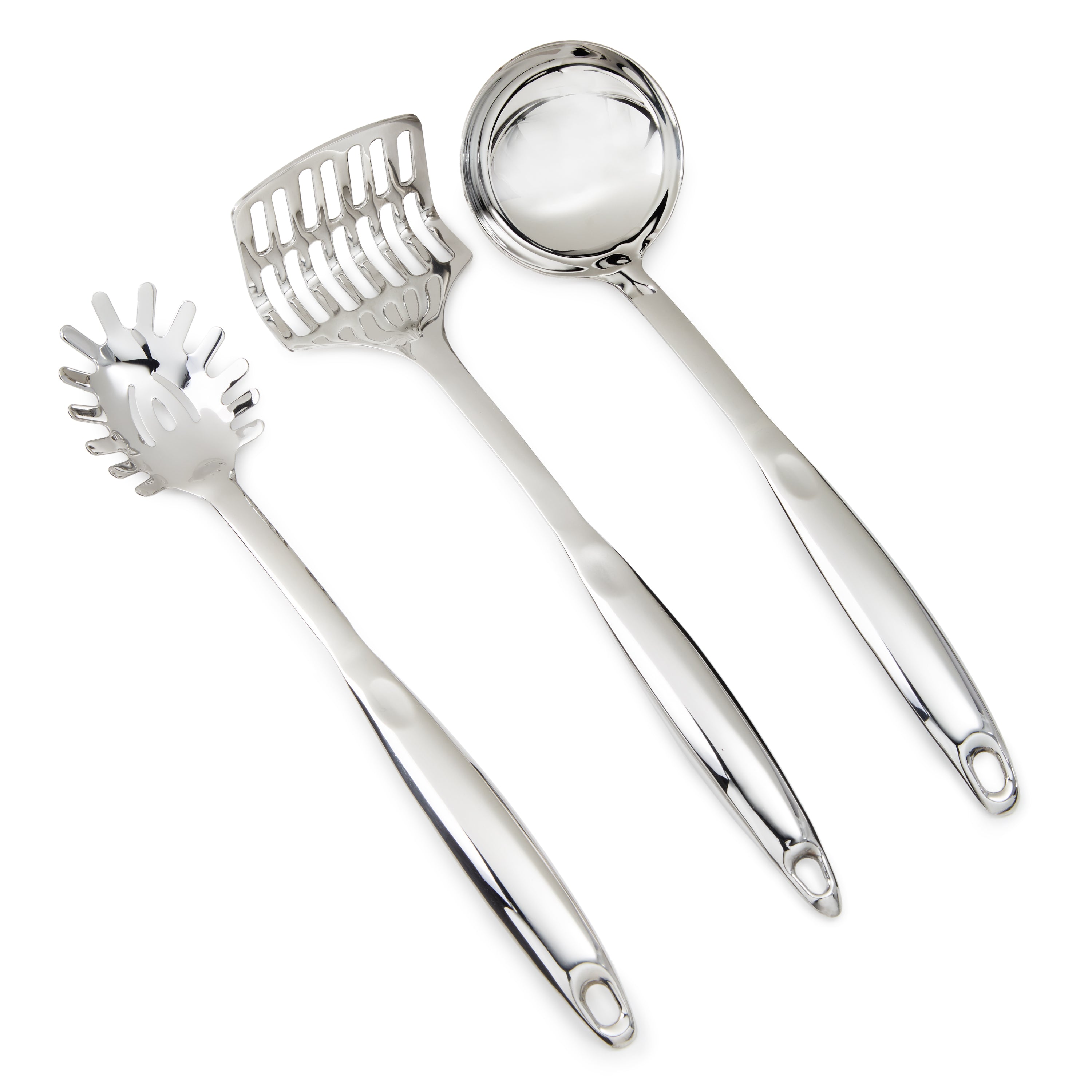 BergHOFF Essentials 18/10 Stainless Steel Pasta Spoon Server - 13 Inch Silver Kitchen Utensil for Cooking, Serving Spaghetti & Pasta - Perfect for Restaurants, Home Chefs & Dinner Parties