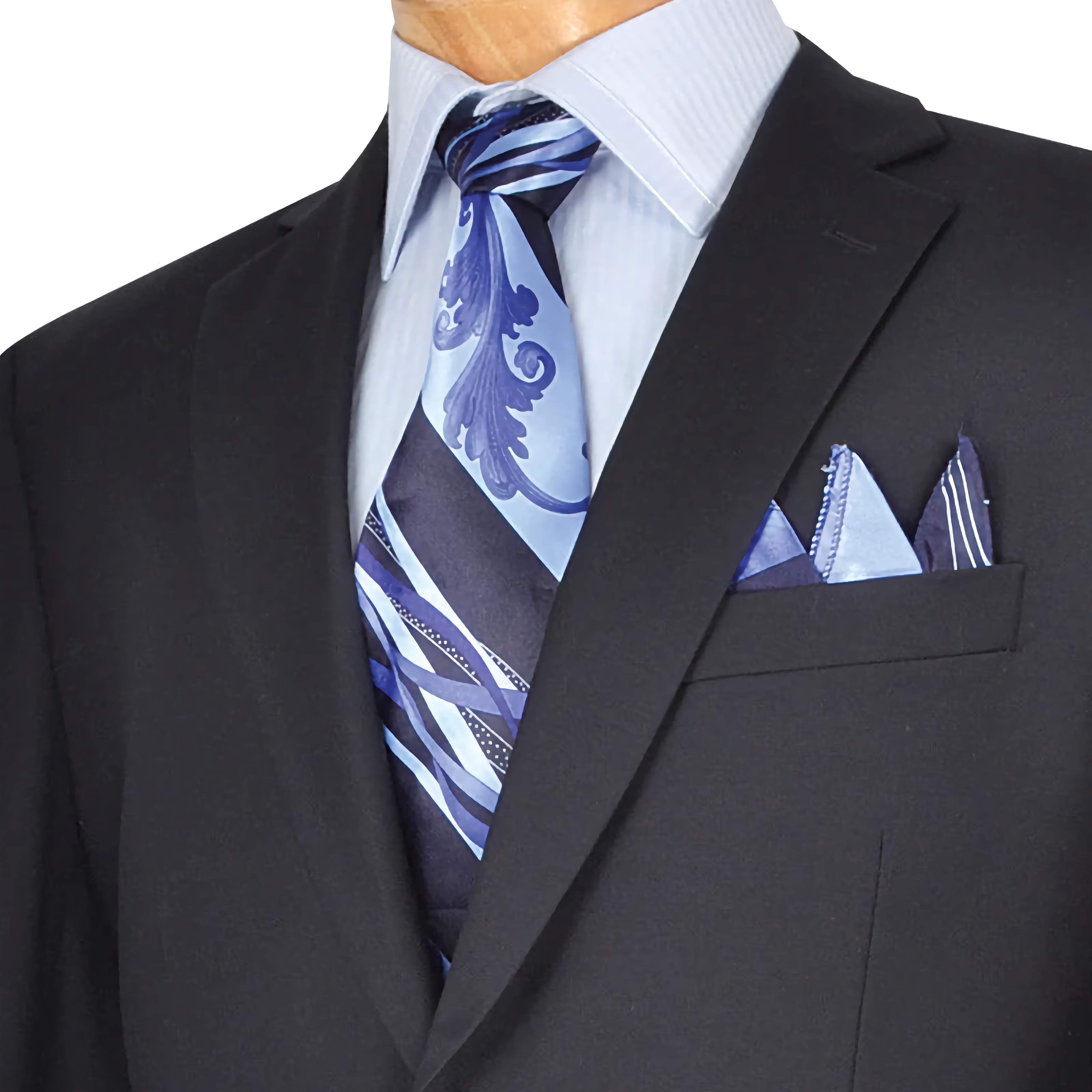 Men's Navy Blue Regular Fit 2-Button Suit Set - Perfect for Business Meetings, Weddings & Formal Events
