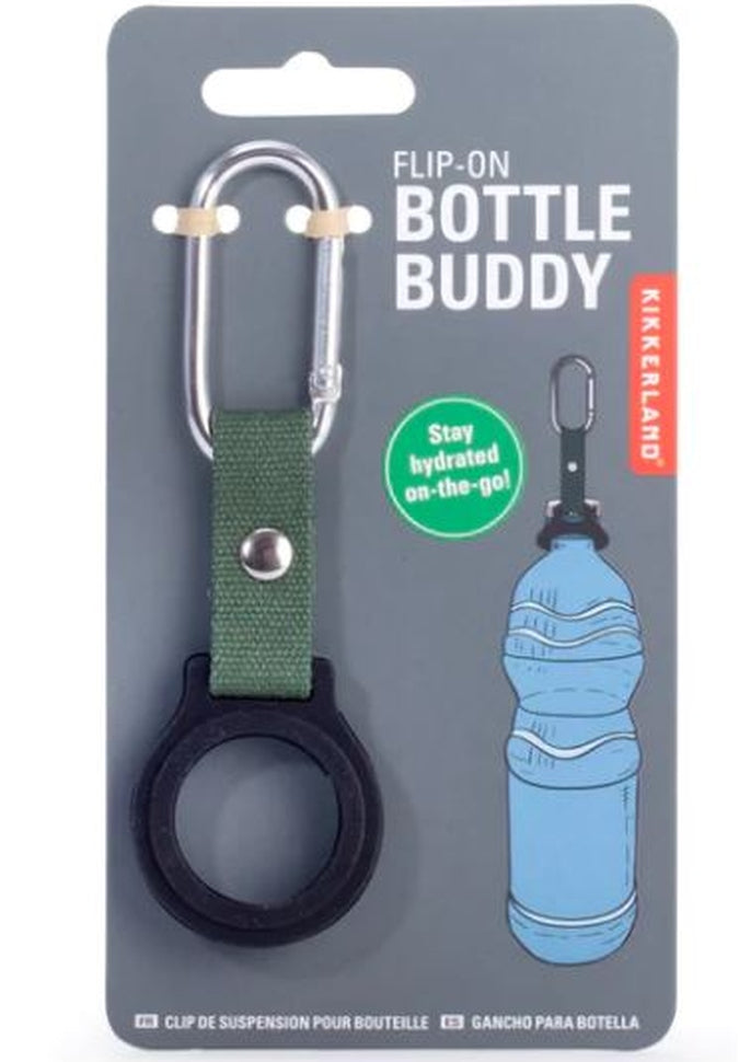 Kikkerland Flip On Bottle Buddy - Leak-Proof Water Bottle Holder for Bikes, Hiking & Outdoor Activities | Hands-Free Carrying Solution for Cyclists & Adventurers