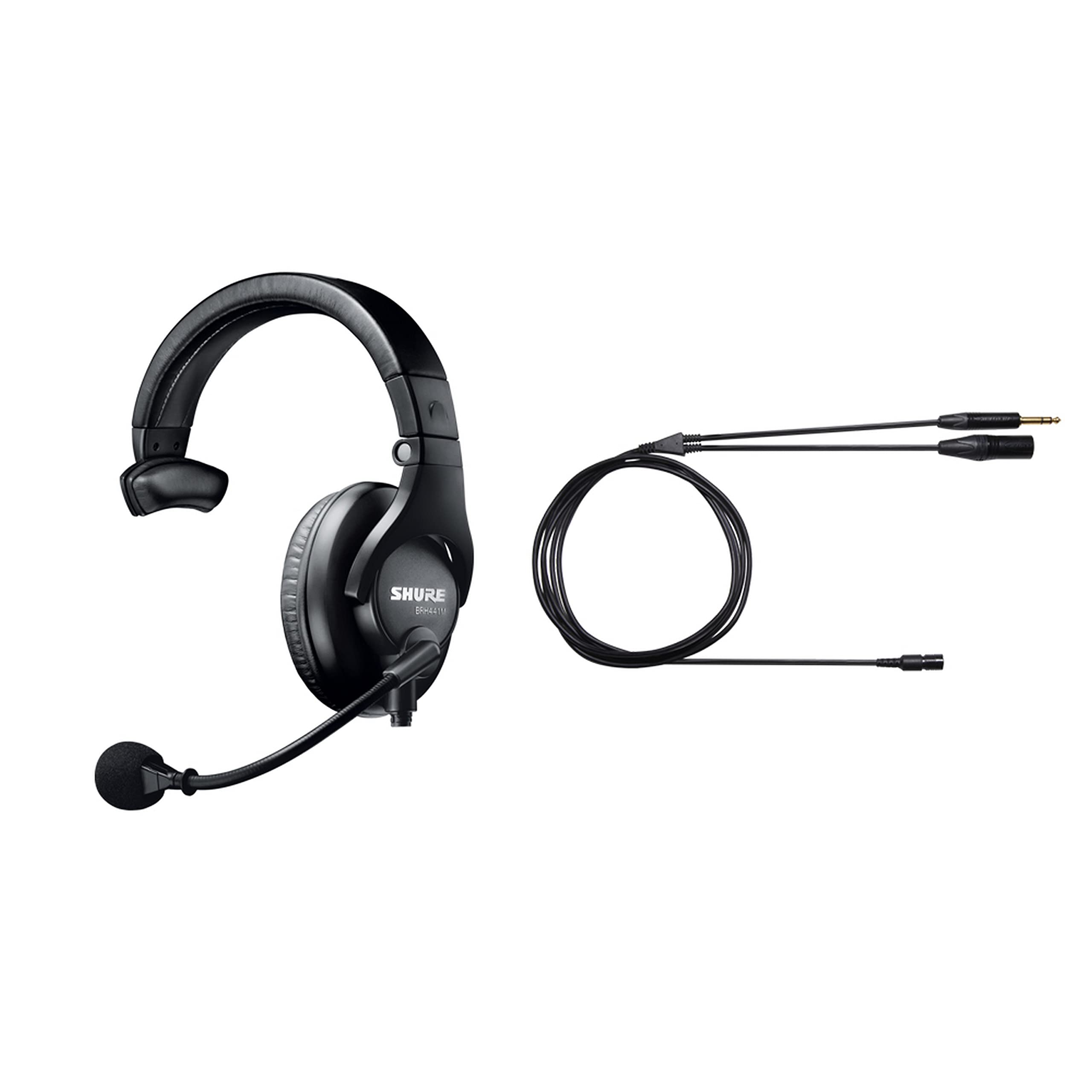 Shure BRH441M-LC Single-Sided Intercom Headset with BCASCA-NXLR3QI 6.3mm Cable - Professional Communication Headset for Broadcast, Studio, and Live Events