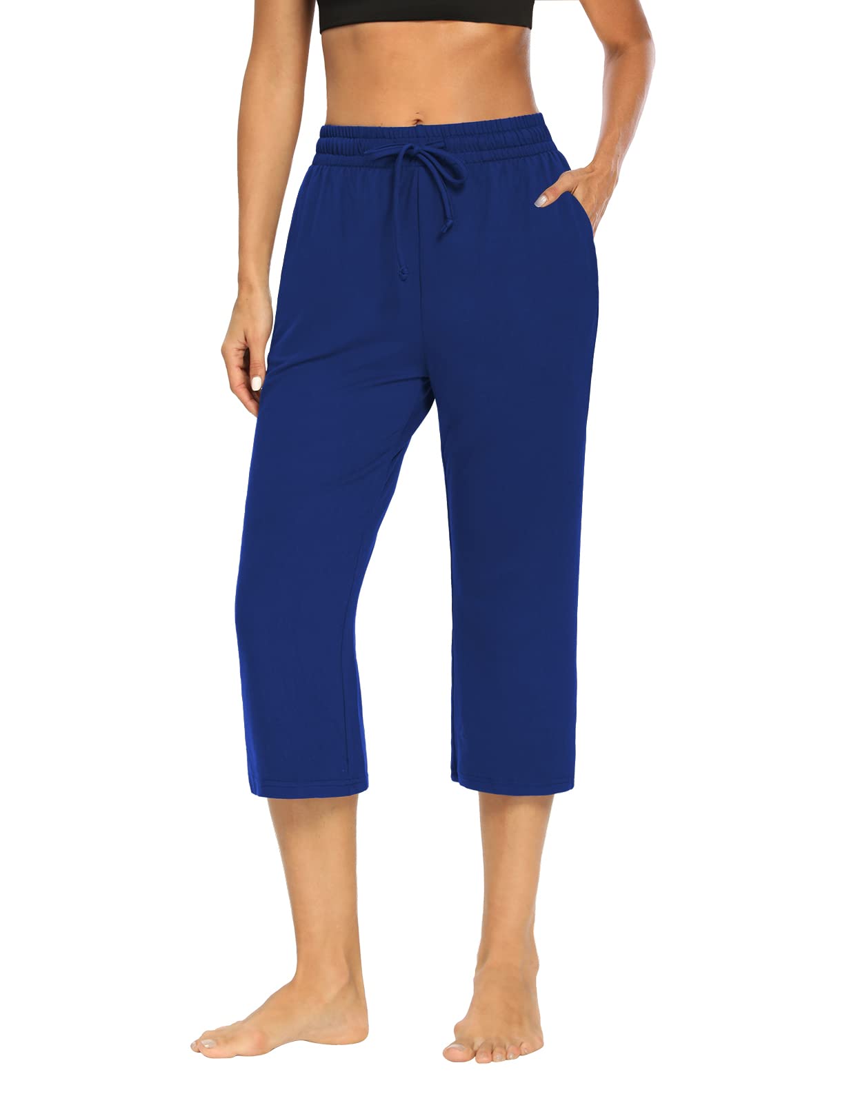 NOAHELLA Women's Capri Yoga Pants with Drawstring - Comfortable High-Waisted Joggers, Lounge Sweatpants with Pockets for Workout, Running, Travel & Home Wear