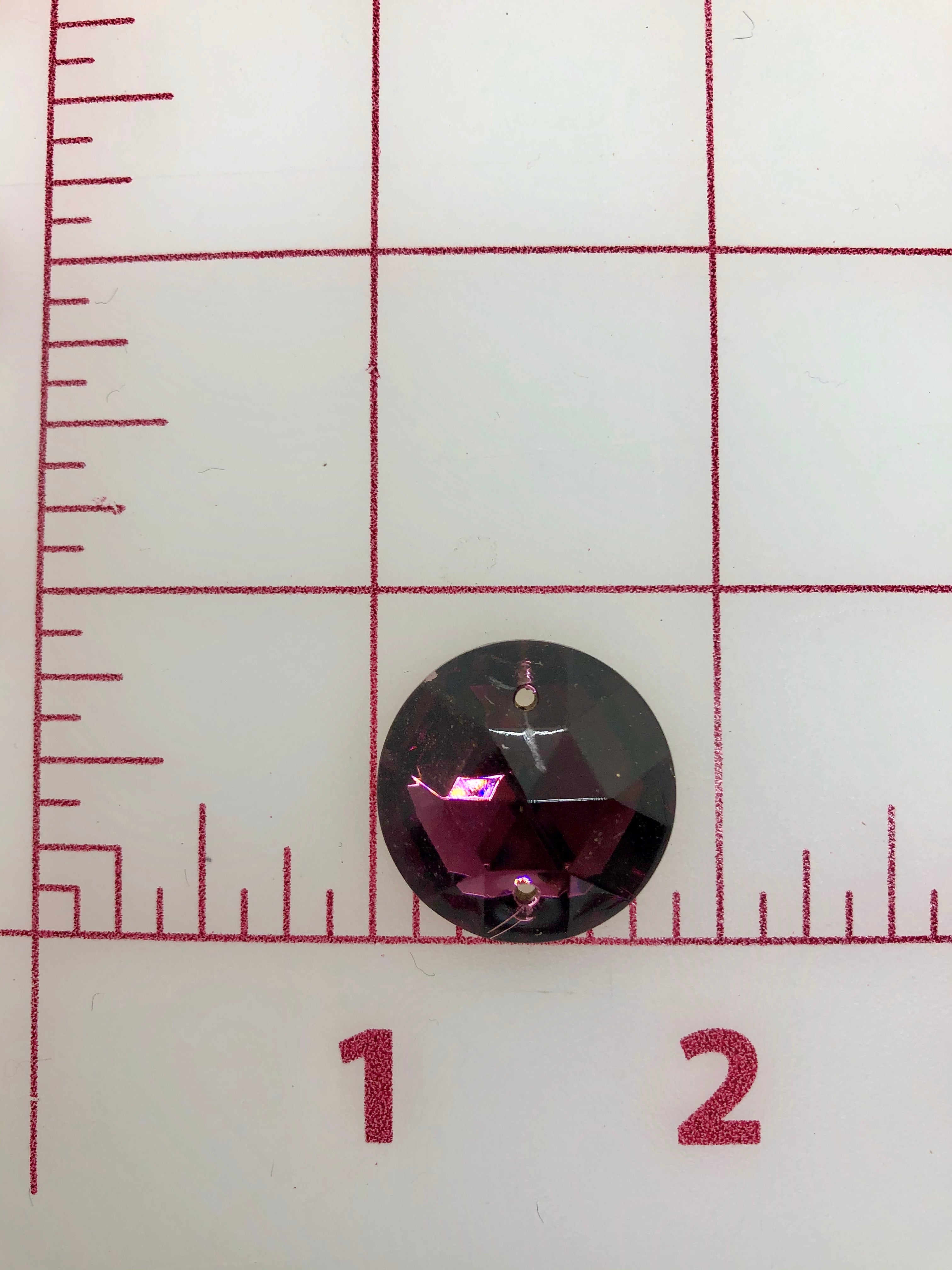 22mm Czech Amethyst Round Rhinestones - 3 Pack Sew On Flatback Gems for DIY Jewelry, Costumes & Crafting Projects