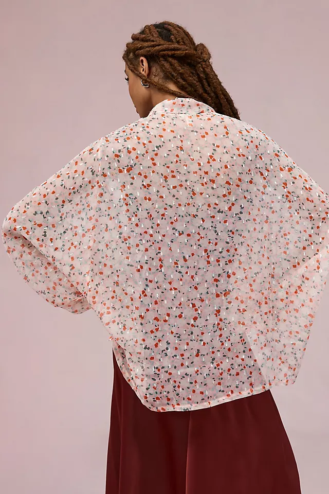 Elegant Floral Tie Front Kimono Robe - Women's Lightweight Cover-Up for Beach, Pool, or Lounge Wear