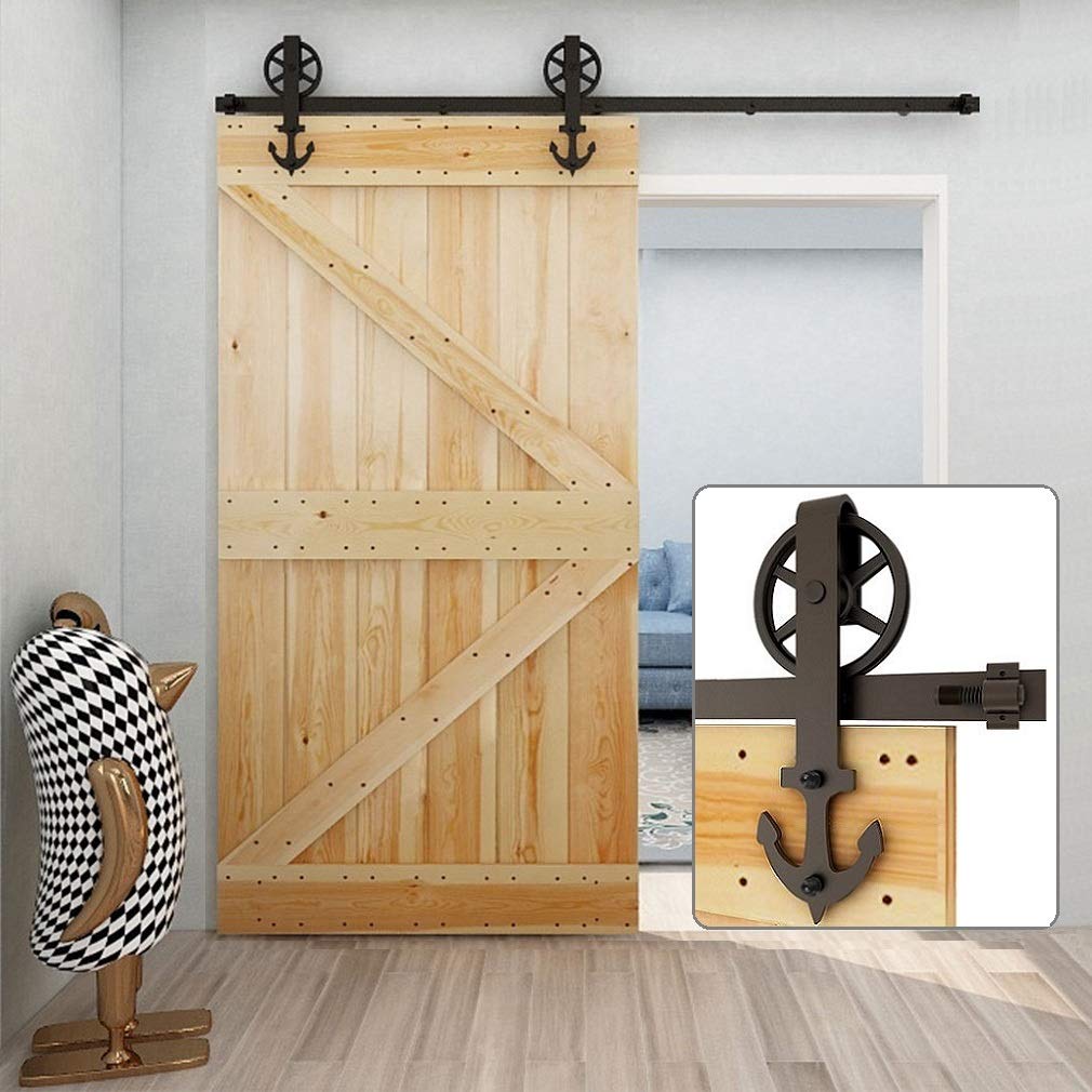 Heavy Duty 12.6ft Sliding Barn Door Hardware Kit with Big Spoke Wheels - Smooth Quiet Operation for 76 Inch Doors - Perfect for Bedrooms, Closets & Farmhouse Style Homes