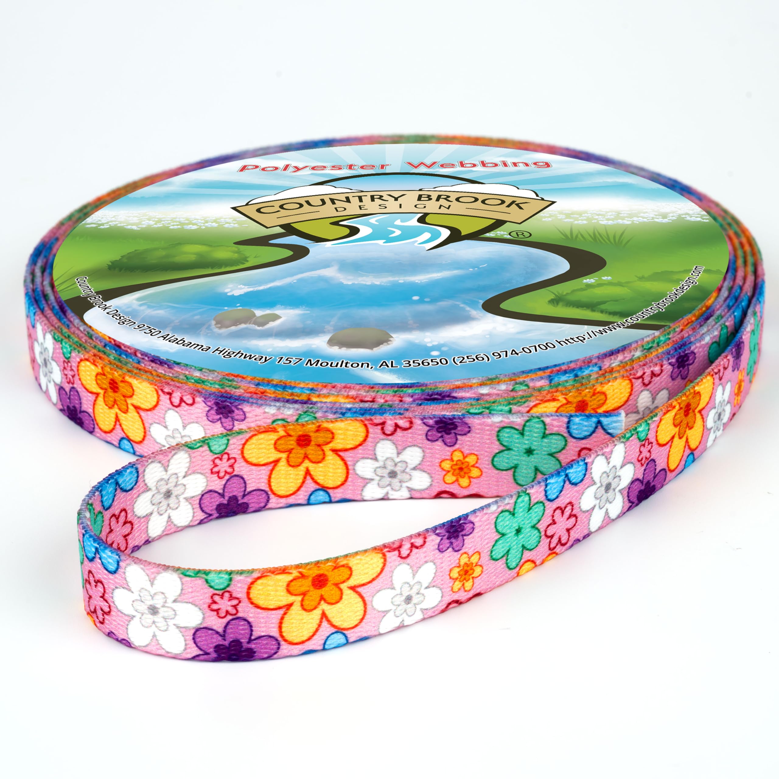 Country Brook Design - May Flowers Polyester Webbing for DIY Crafts, Sewing Projects & Home Decor | Durable Decorative Straps for Handbags, Belts & Accessories