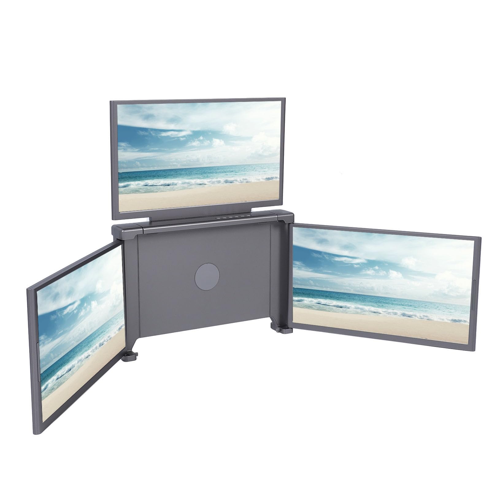 14 Inch Triple Laptop Screen Extender - 1080P FHD IPS Portable USB-C Monitor with Alloy Stand | Plug & Play for MacBook OS X 13.6-17.3 | Perfect for Multitasking, Coding, Trading & Remote Work