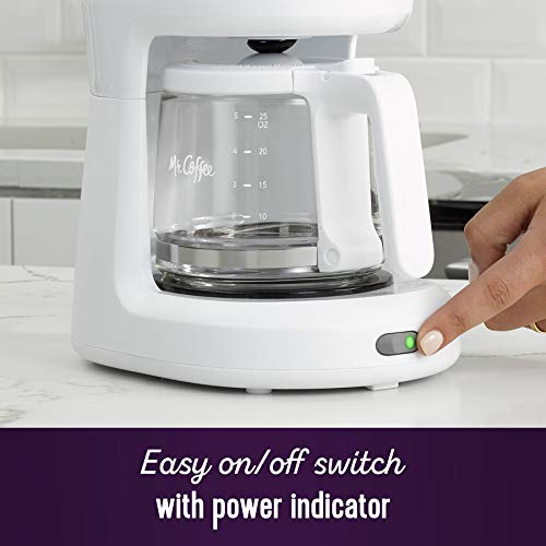 Mr. Coffee 2134286 5-Cup Mini Brew Switch Coffee Maker, White - Compact Drip Coffee Machine for Small Kitchens, Offices & Dorm Rooms