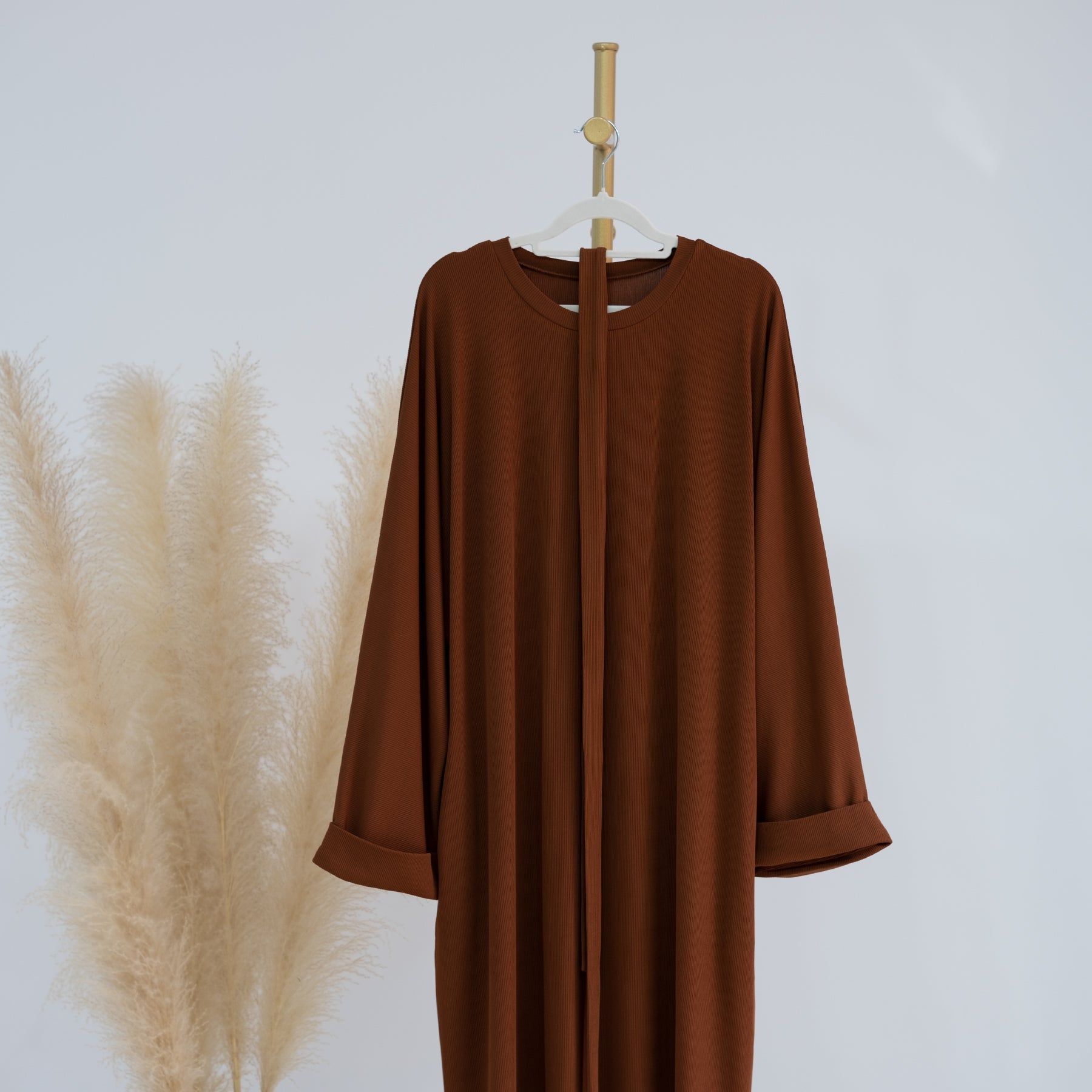 Long Sleeve Folded Cuff Sweater Dress in Ginger - Cozy Knit Pullover for Women | Perfect for Fall & Winter Outfits, Office Wear and Casual Dates