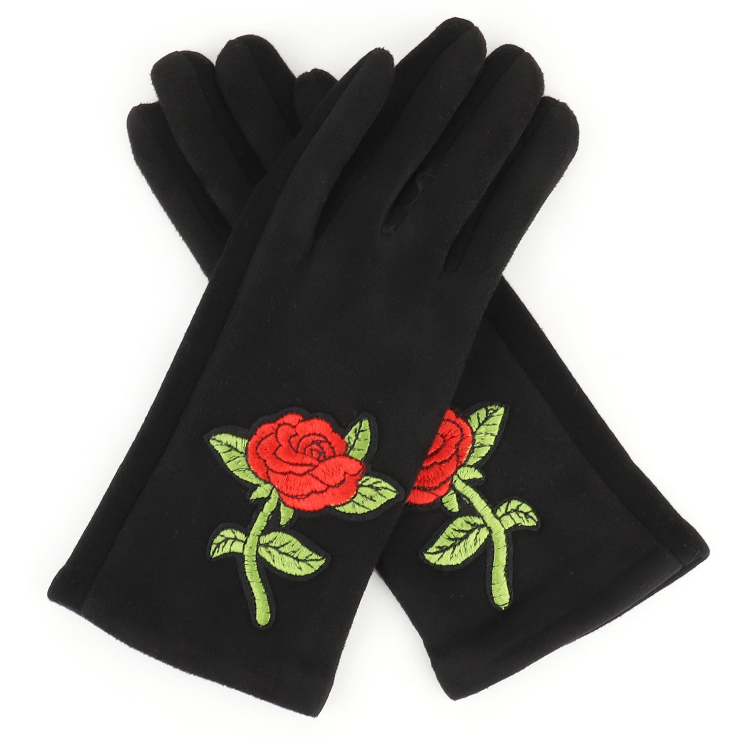 Armycrew Smartphone Touchscreen Gloves for Women - Rose Embroidered Texting Gloves | Perfect for Cold Weather, Outdoor Activities & Phone Use