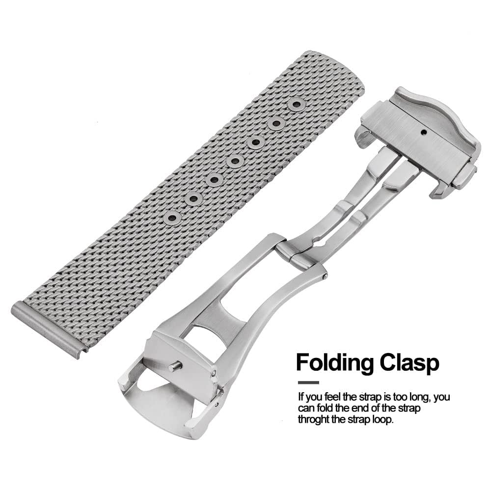 20mm Stainless Steel Mesh Watch Band for Men - Adjustable Woven Metal Bracelet Replacement Strap | Perfect for Dress Watches, Business & Formal Occasions