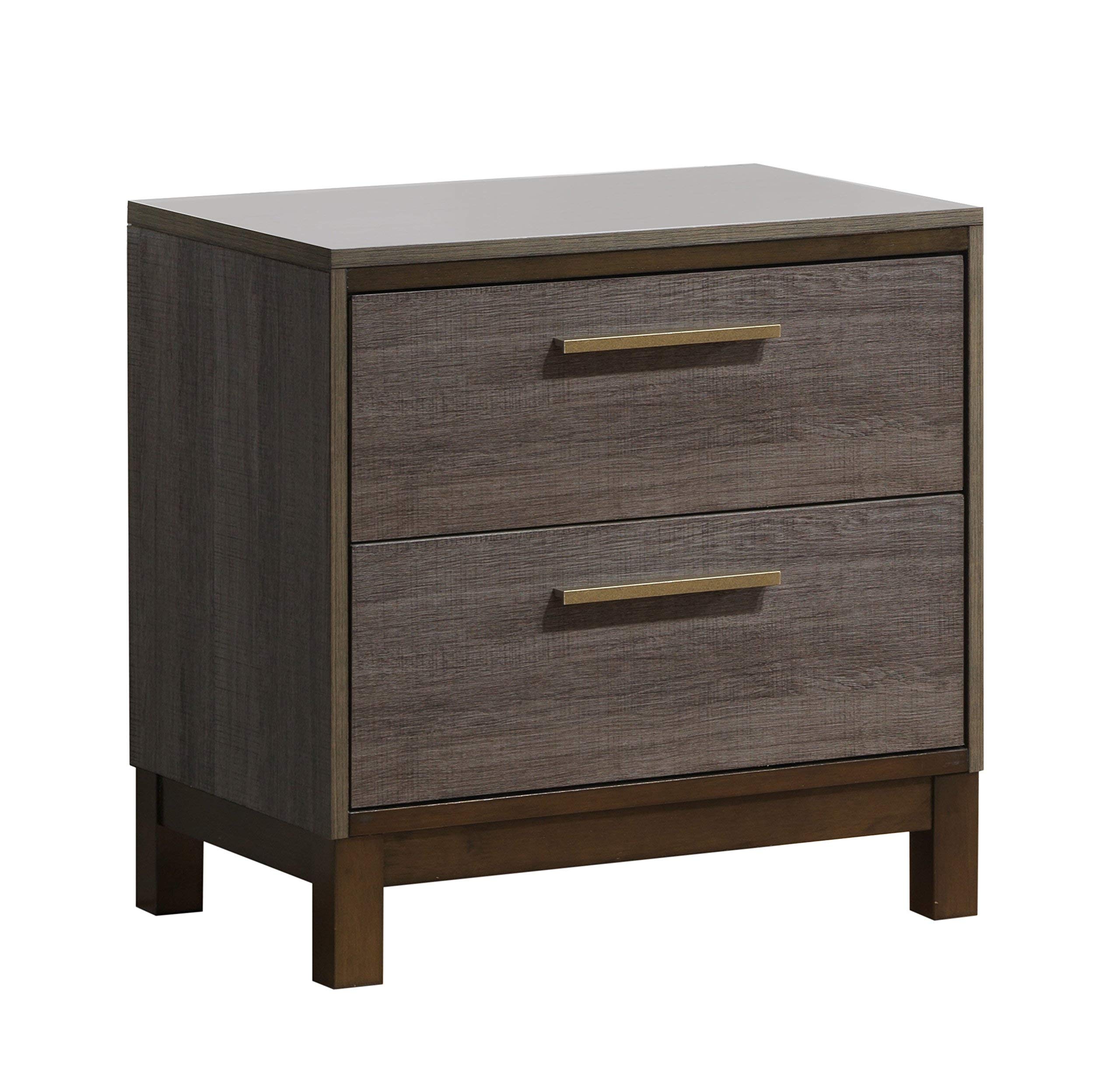 Furniture of America FBA Nightstand - Antique Gray Finish Bedside Table for Bedroom, Living Room & Office - Compact Size with Storage Shelf
