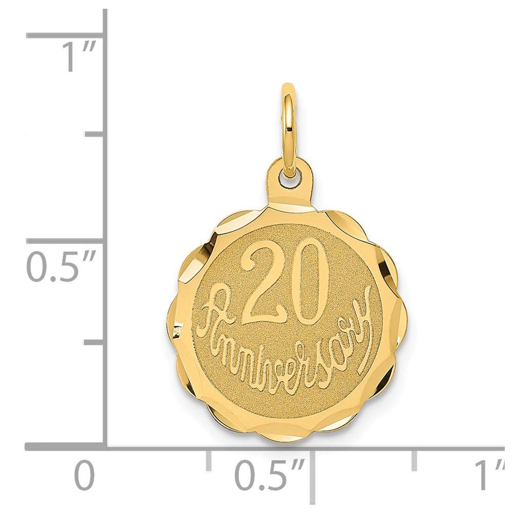 14K Yellow Gold Happy 20th Anniversary Charm Pendant - Elegant Jewelry Gift for Wife, Mom, Sister | Perfect for Anniversaries, Birthdays & Special Occasions