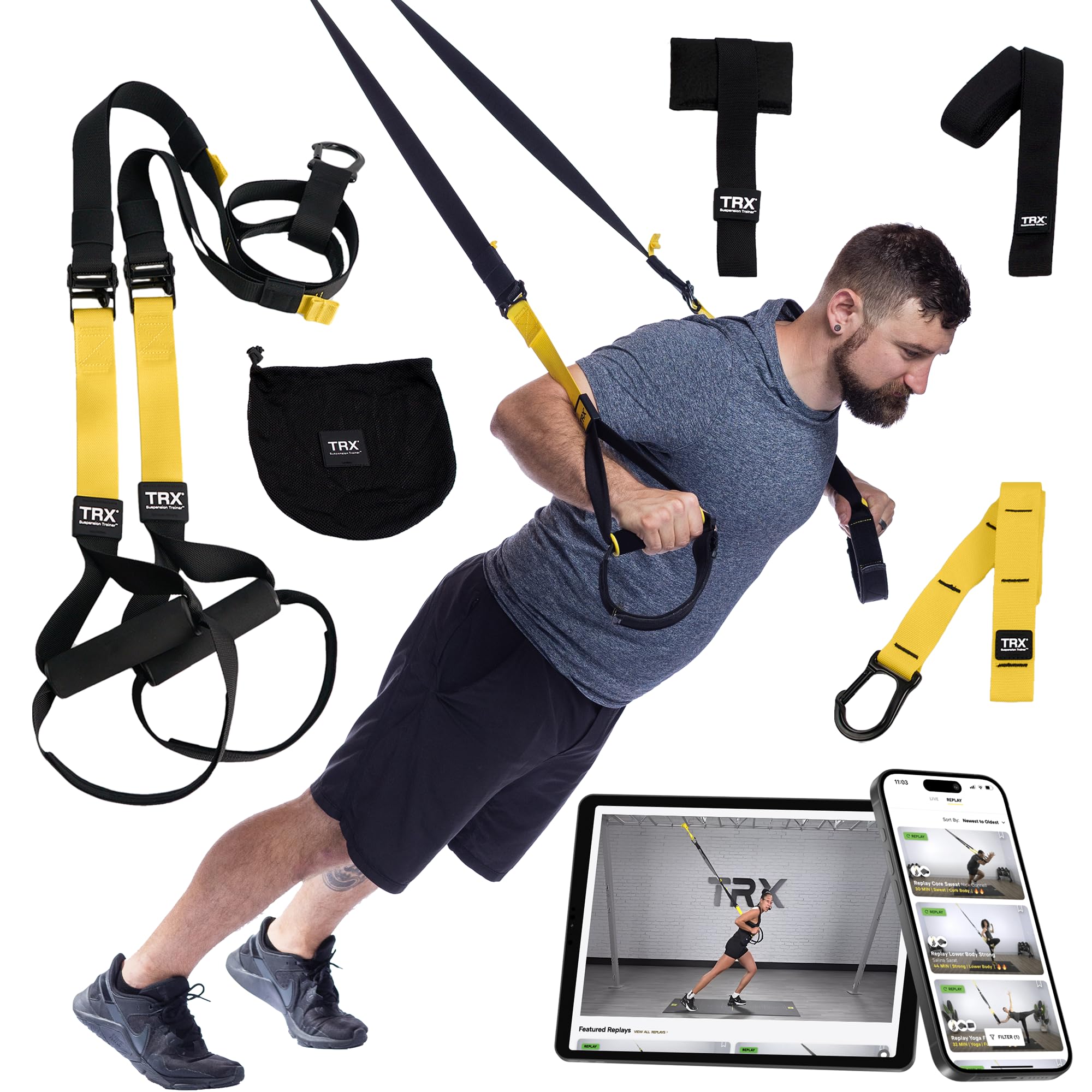 TRX All-in-ONE Suspension Training System for Full Body Workouts - Home Gym, Travel & Outdoor Fitness Equipment with Anchors, Workout Guide & Video Tutorials | Perfect for Strength Training, Weight Loss & Mobility Exercises at Home, Park or Hotel