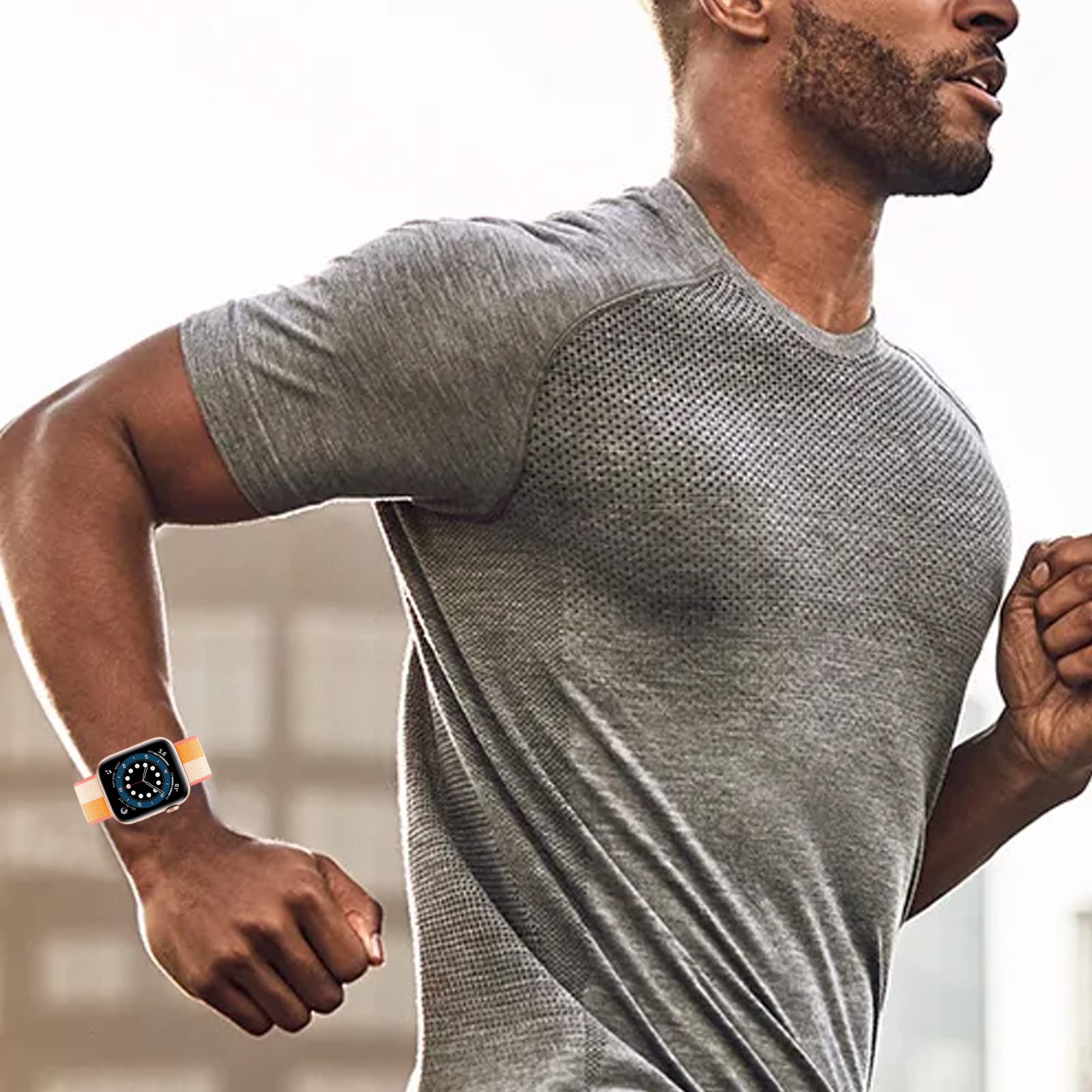 Durable Nylon Sport Loop Band Compatible with Apple Watch Series 1/2/3/4/5/6/7/8/SE - Soft Adjustable Strap for Workout, Running & Everyday Wear