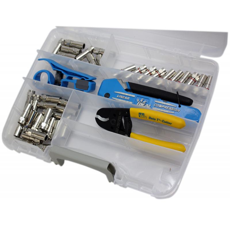 Ideal 33-620 Economy Coax Compression Starter Kit - Professional Coaxial Cable Connector Tool for TV, Satellite & Internet Installation