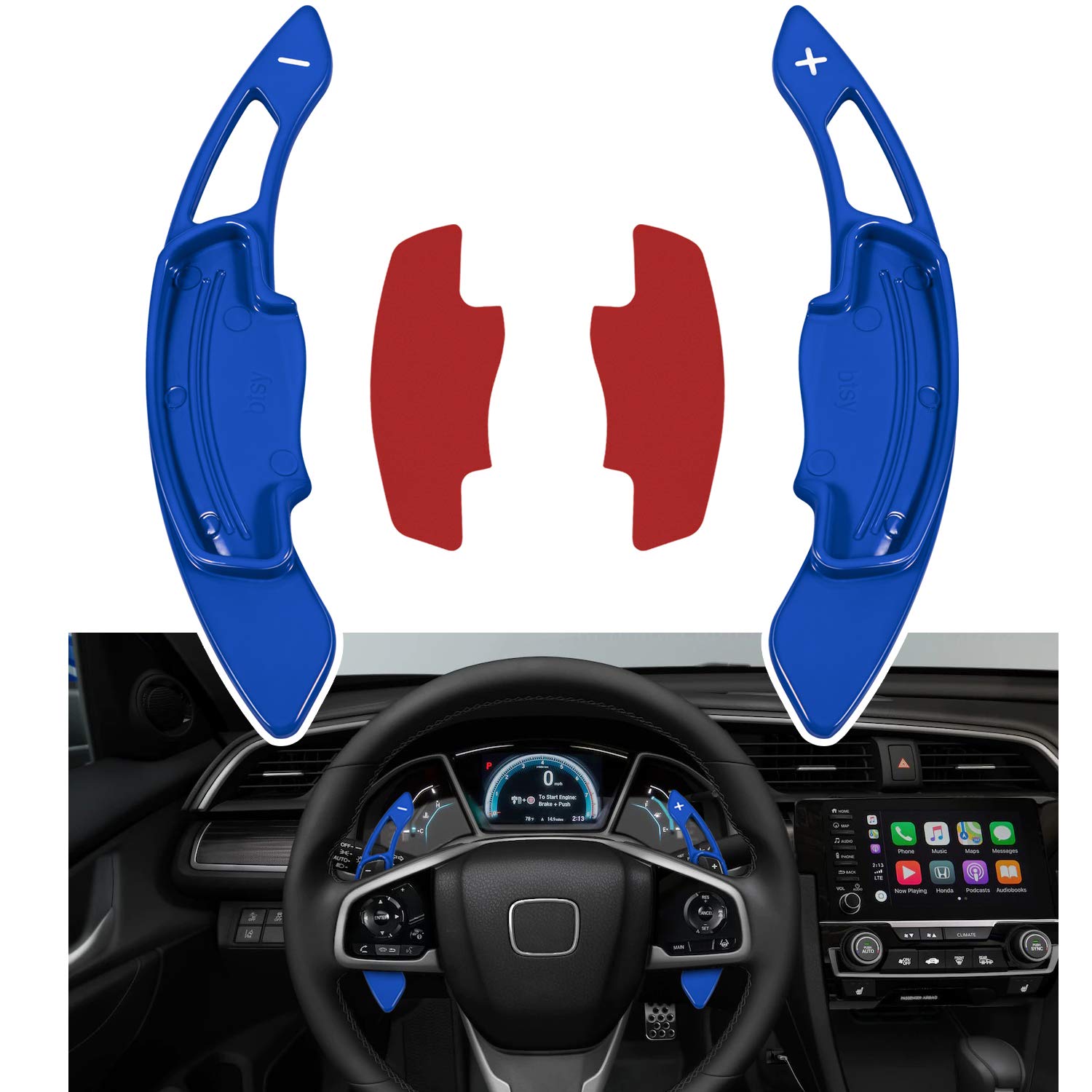 Blue Aluminum Steering Wheel Paddle Shifter Extension Cover - Interior Trim Accessories for Honda Accord Civic Insight CR-V | Enhanced Driving Control for Sports & Racing Enthusiasts
