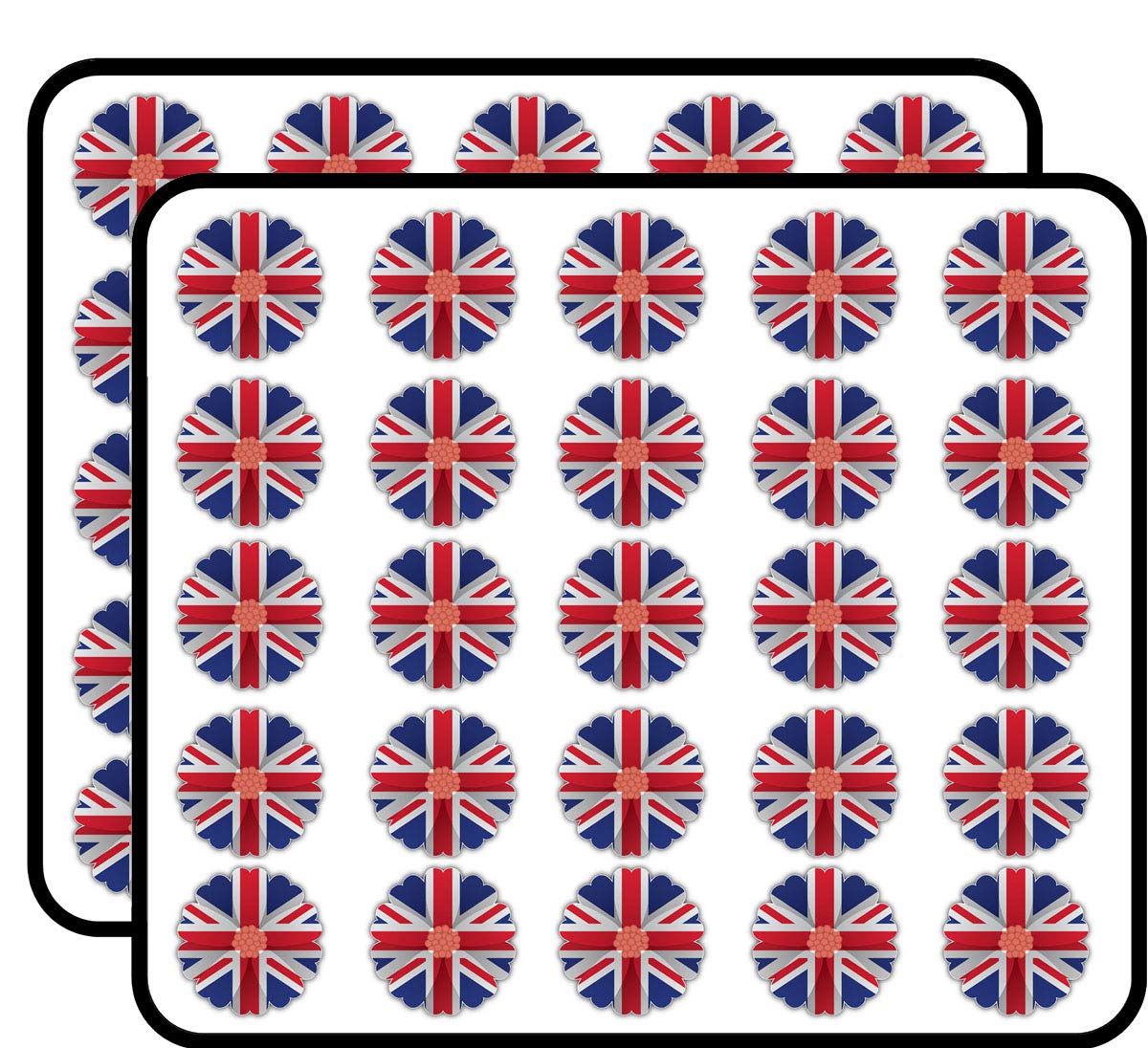 UK Flag Flower Stickers - 50 Pack for Scrapbooking, DIY Crafts, Bullet Journals, Calendars & Photo Albums | Perfect for School Projects, Home Decor & Gift Wrapping