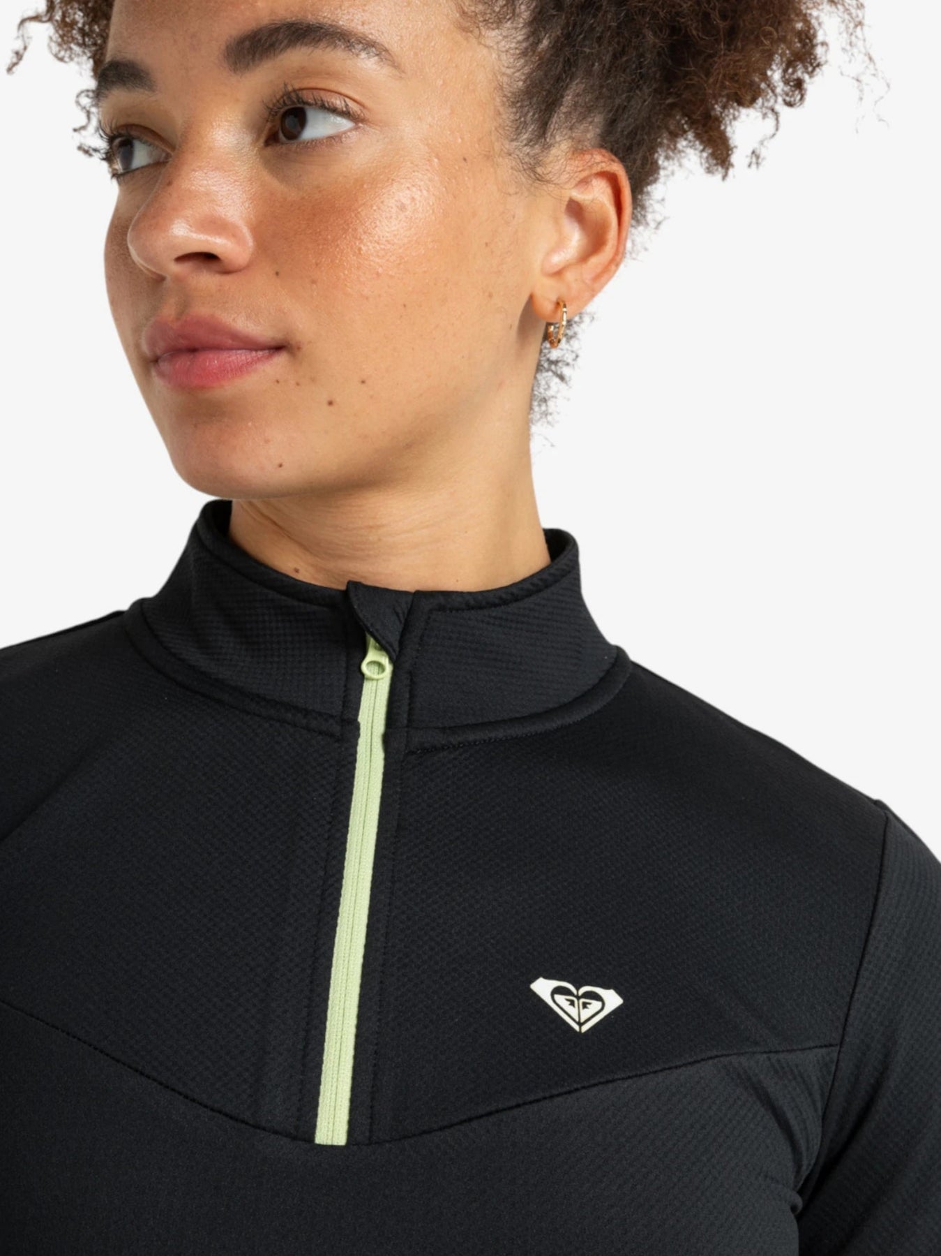 ROXY Women's Waves of Warmth Zip-Up Hoodie - Black | Cozy Fleece Jacket for Outdoor Activities, Casual Wear & Travel