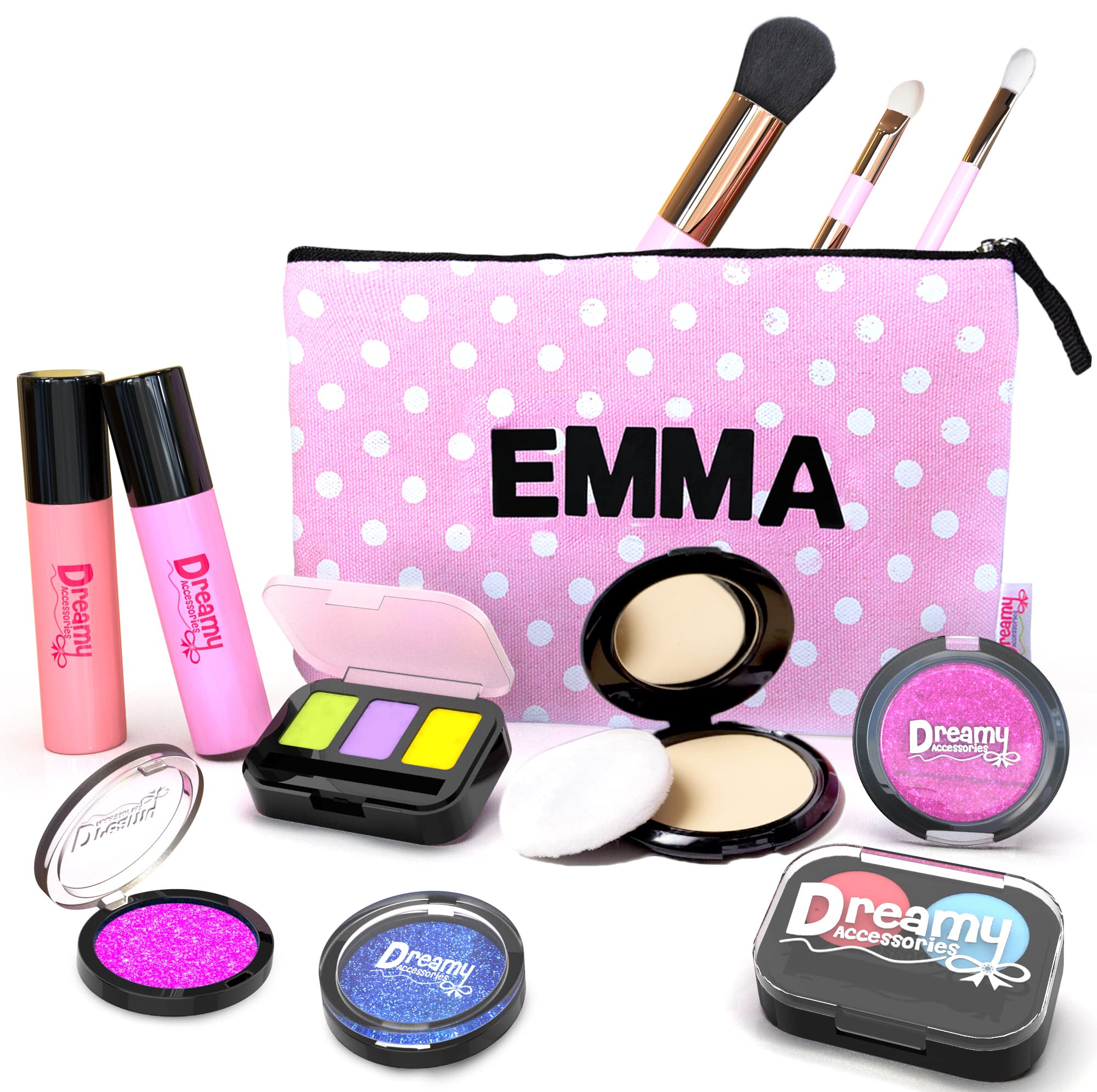 Pretend Makeup Kit for Girls - Customizable Cosmetic Bag Play Set, Fake Kids Makeup Toy for Toddlers Age 3-6 - Perfect for Role Play, Birthday Gifts & Pretend Beauty Salon Games