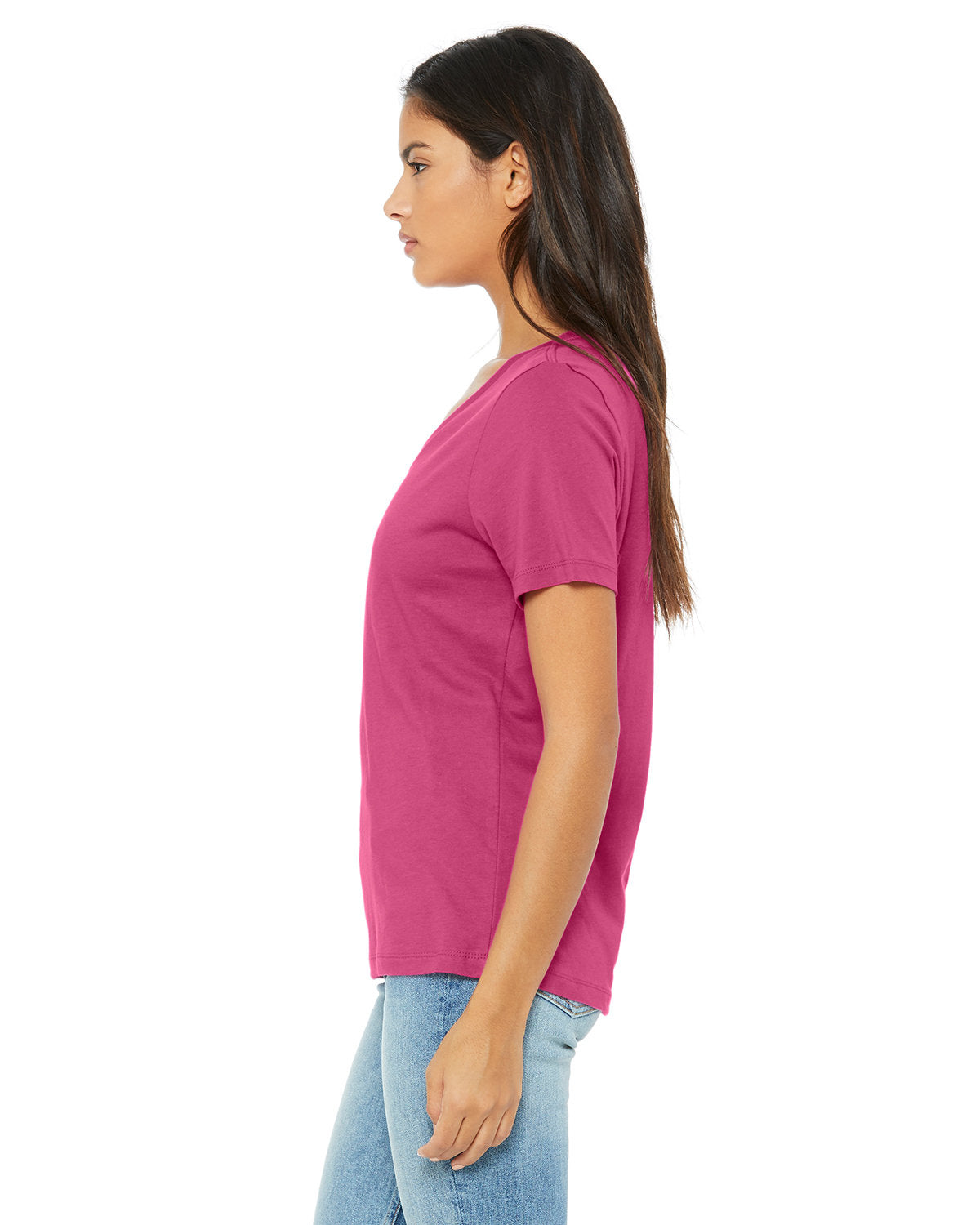 Bella + Canvas 6405 Women's Relaxed Fit Jersey V-Neck T-Shirt - Soft Comfortable Casual Tee for Everyday Wear, Lounge, and Outfits