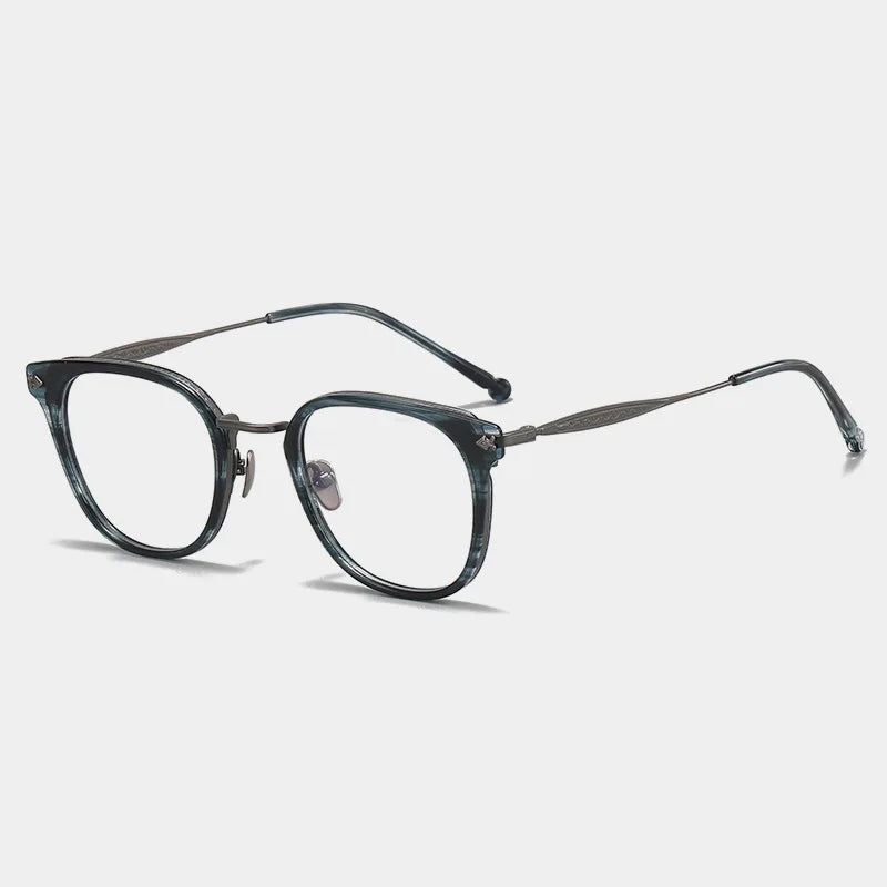 Stylish Unisex Black Titanium Acetate Square Eyeglasses - Lightweight & Durable Full-Rim Frames for Work, Reading & Fashion (Model 945928)