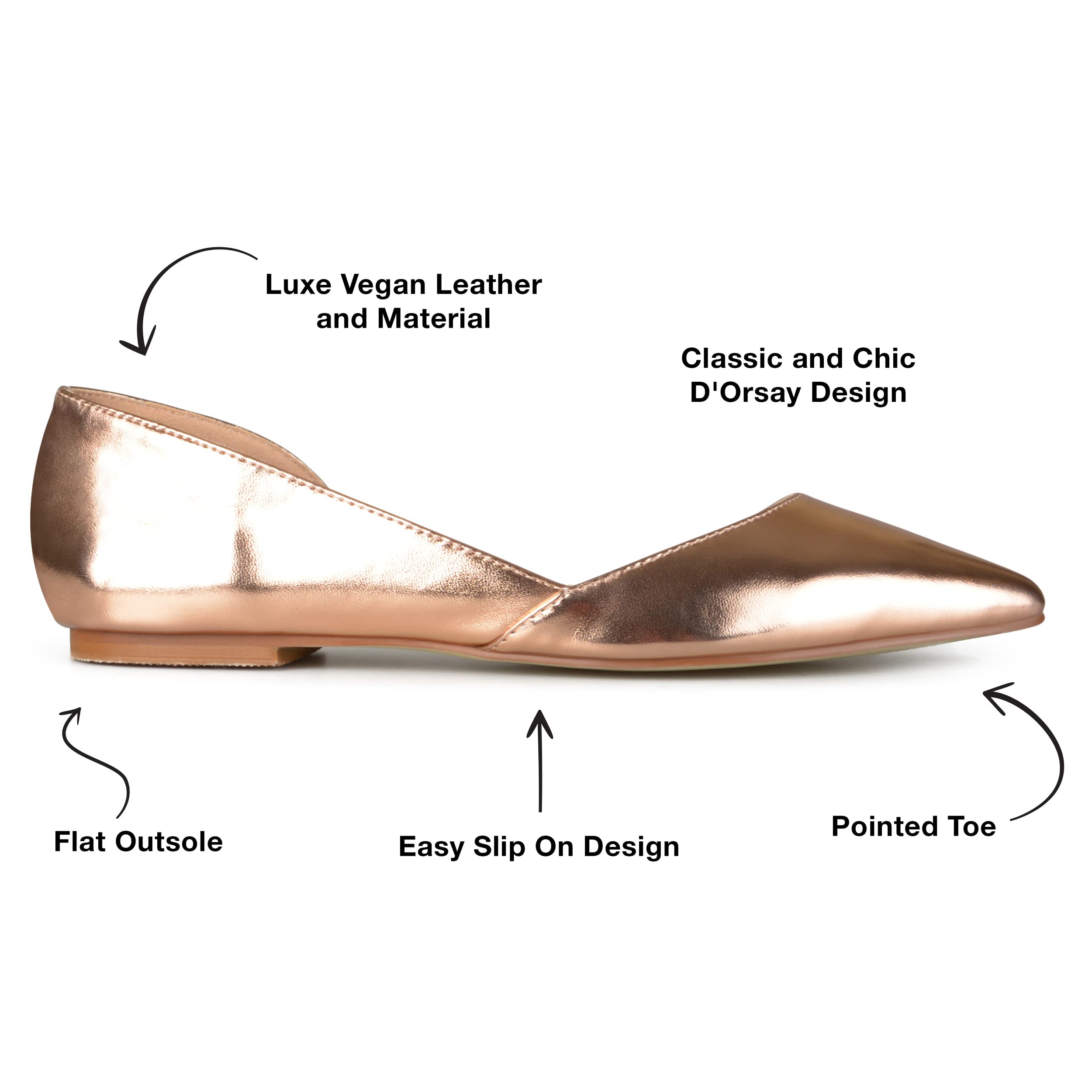 Journee Women's Cortni Comfortable Ballet Flats - Stylish & Lightweight for Work, Travel & Everyday Wear
