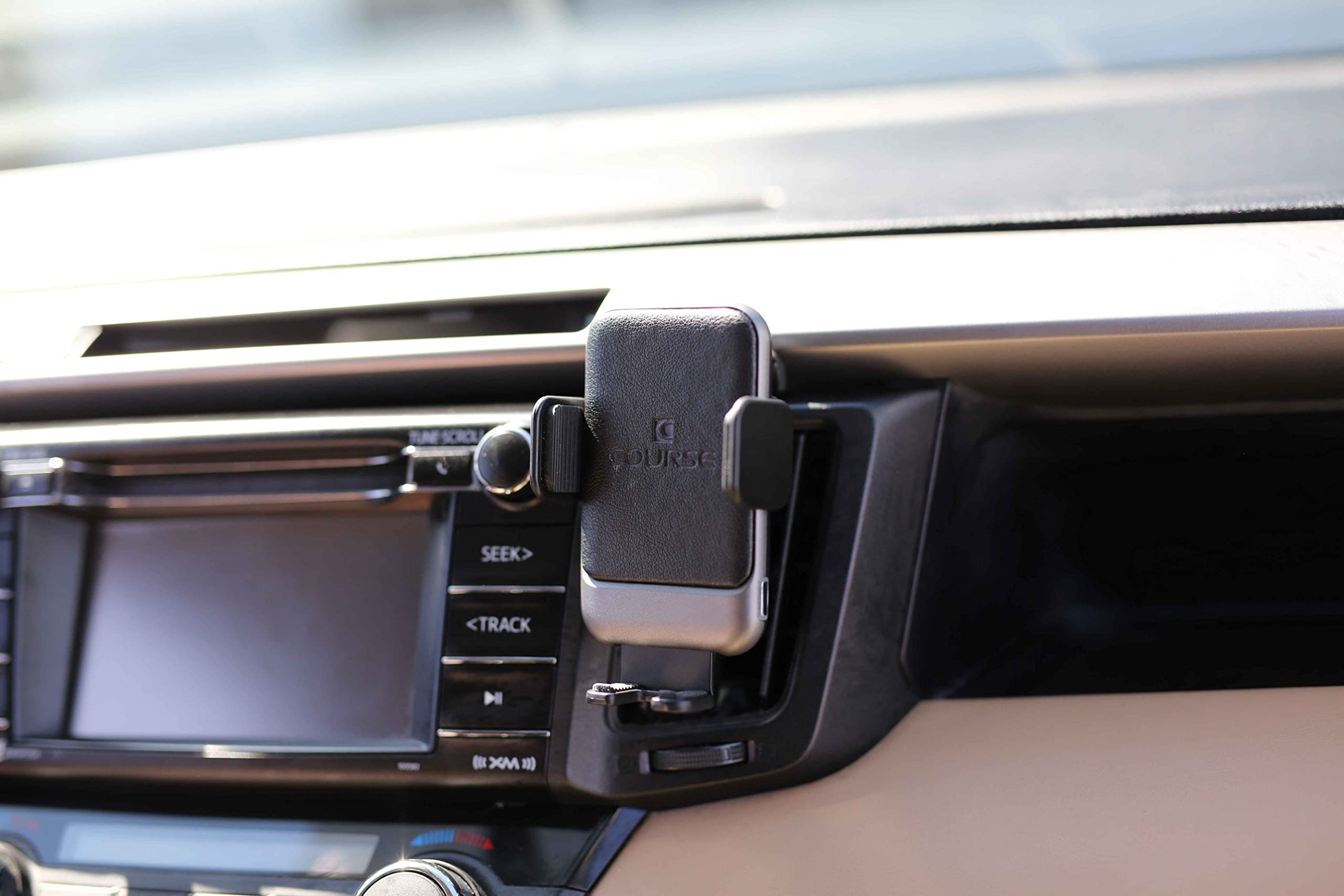 Course Motorsports DirectFit Automatic Gripping Wireless Charger Car Phone Mount Holder for Toyota RAV4 2013-2018 - Fast Qi Charging, Secure Auto-Clamp (Black) | Perfect for Hands-Free Navigation, Streaming & Charging on Road Trips