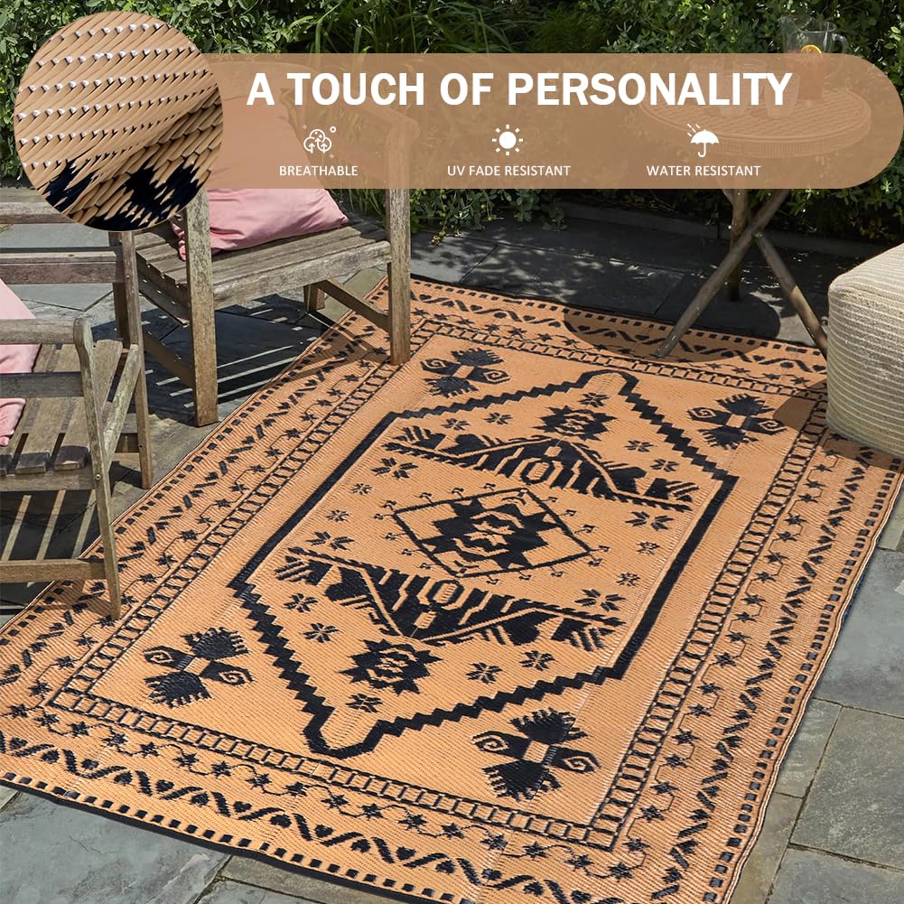 LILIOFFIC 5'x8' Waterproof Reversible Indoor Outdoor Rug - Durable Plastic Straw Mat for Patio, Deck, RV, Camping, Picnic & Beach | Portable & Easy to Clean | Perfect for Outdoor Entertaining & Relaxation
