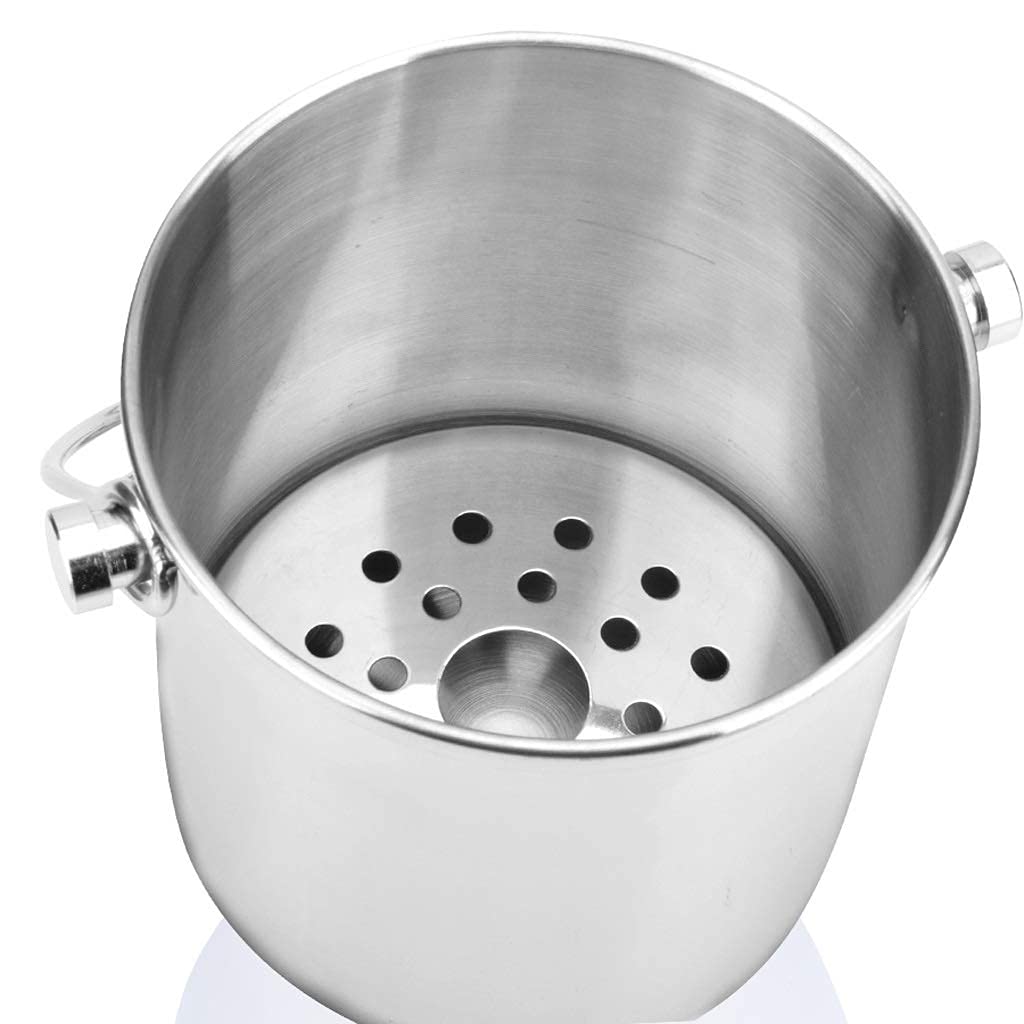 Premium Stainless Steel Double Layer Ice Bucket with Insulated Compartment & Dual Handles - Perfect for Chilling Wine, Beer, and Beverages at Parties, BBQs, and Outdoor Gatherings