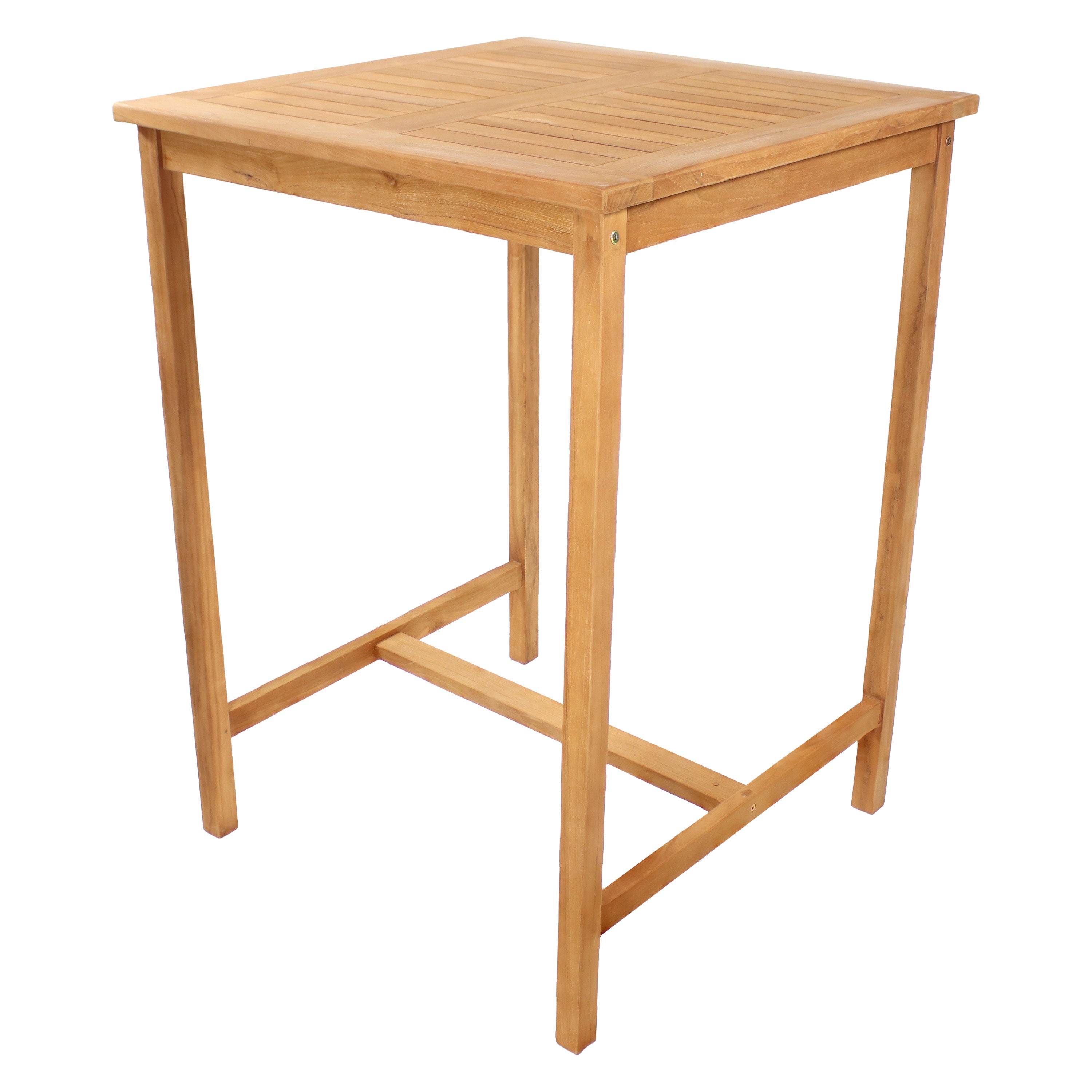 Premium Sunnydaze Teak Wooden Bar Table - 31 Inch Square Outdoor Patio Furniture for Backyard, Deck, and Poolside Relaxation
