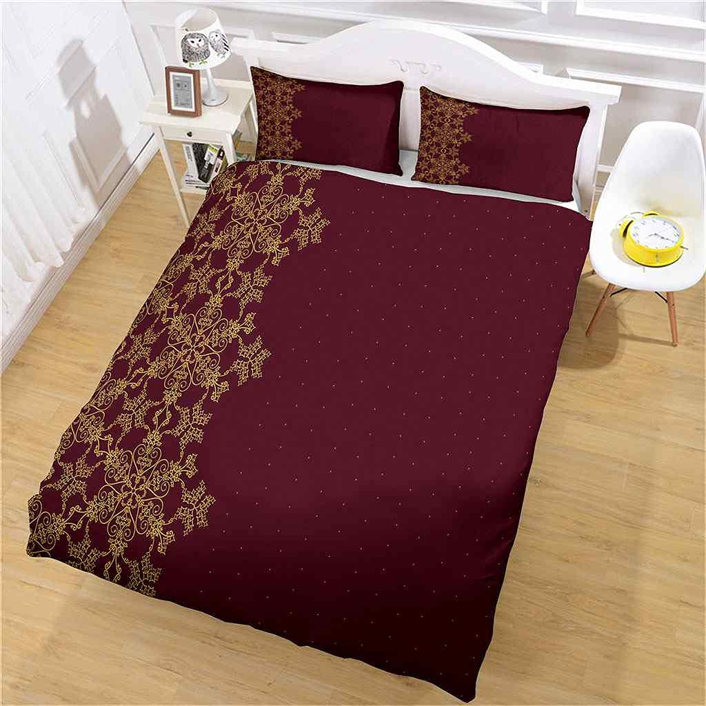Premium Queen Duvet Cover Set 90x90 Inches - Soft Microfiber Golden Pattern Modern Bedding with Zipper Closure & Corner Ties + 2 Pillow Shams | Luxury Hotel Style Bedroom Decor for Master Bedroom, Guest Room & Airbnb