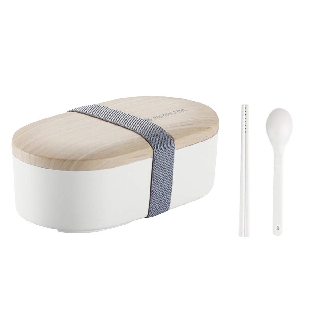 Japanese Wood Bento Box - Microwave Safe Single Layer Lunch Container with Lid | Eco-Friendly Food Storage for Office, School & Picnics | Compact & Durable Meal Prep Box