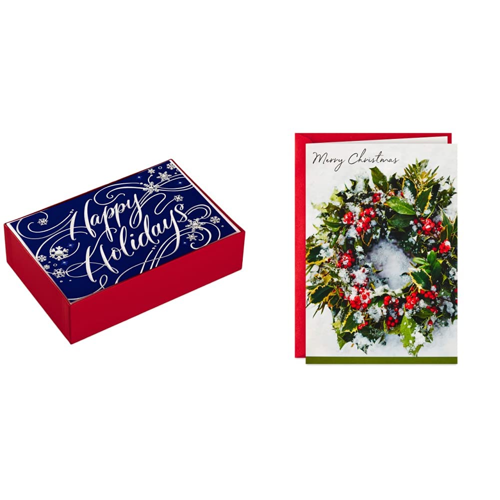 Hallmark Holiday Greeting Cards - 40 Blue & Silver Christmas Cards with Envelopes | Boxed Winter Holiday Cards for Family & Friends | Perfect for Christmas Parties, Office Gifts & Seasonal Mailings