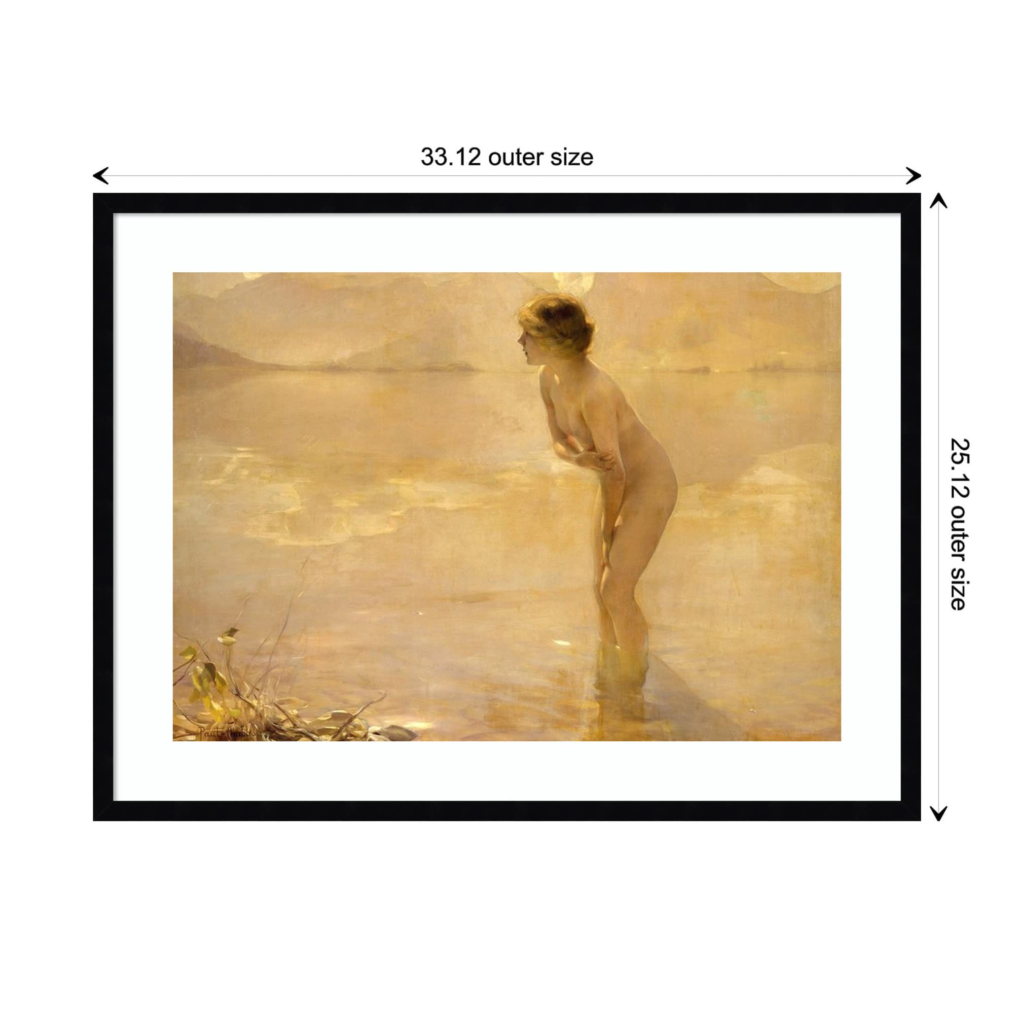 Amanti Art Framed Wall Art Print - 25x33 September Morn Landscape Painting by Paul Chabas | Traditional Home Decor Large Poster for Living Room, Bedroom, Office | Perfect for Housewarming Gifts & Interior Design