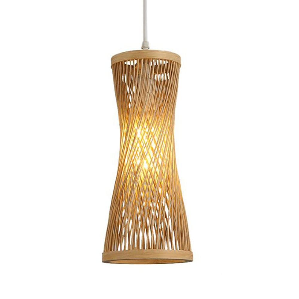Vintage Bamboo Pendant Light - Single Hanging Rattan Ceiling Fixture with E27 Socket for Corridor, Teahouse & Dining Room | Perfect for Boho, Farmhouse & Coastal Decor