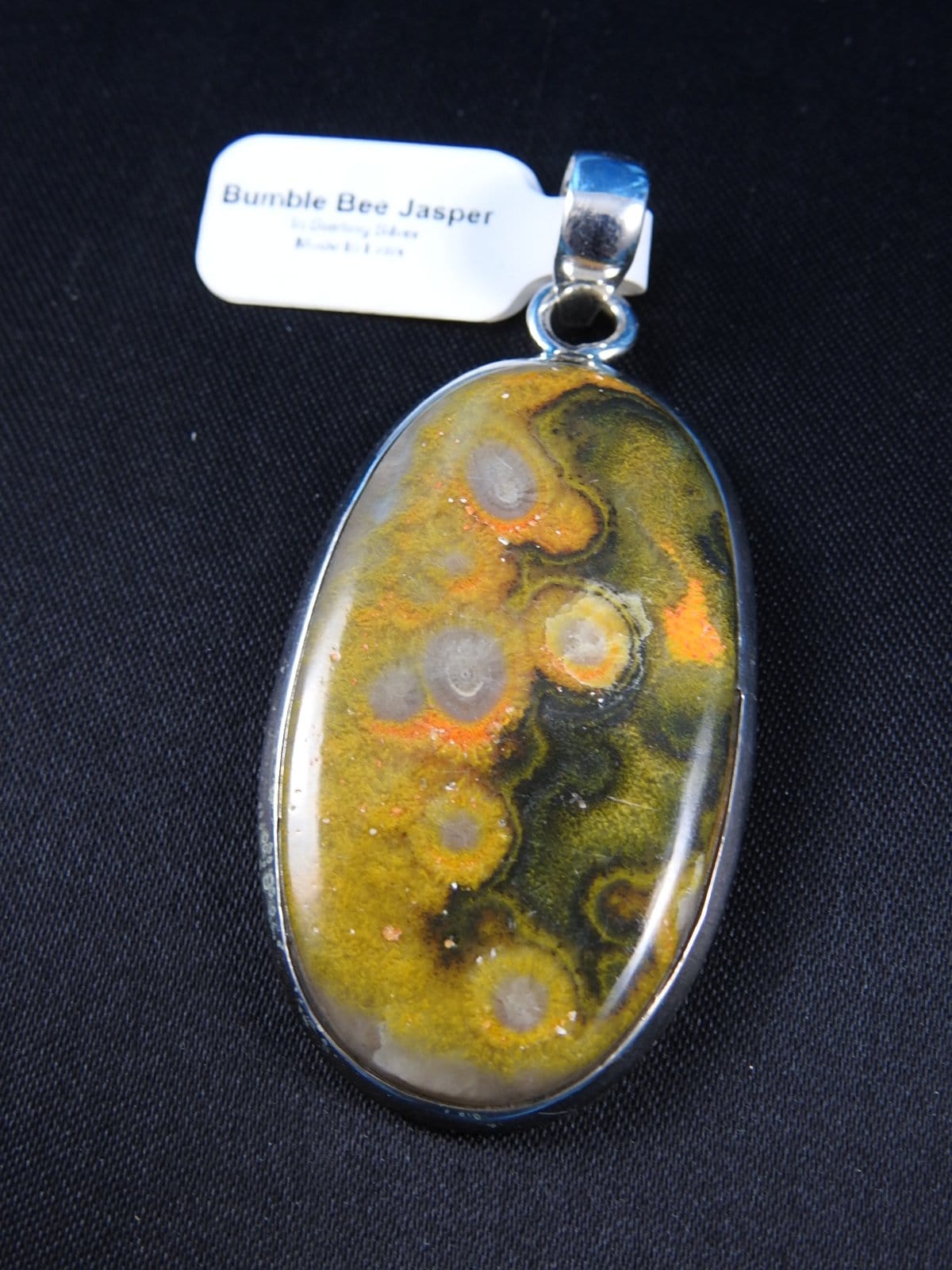 Bumblebee Jasper Sterling Silver Pendant Necklace - Natural Stone Jewelry for Women - Perfect for Everyday Wear & Spiritual Healing